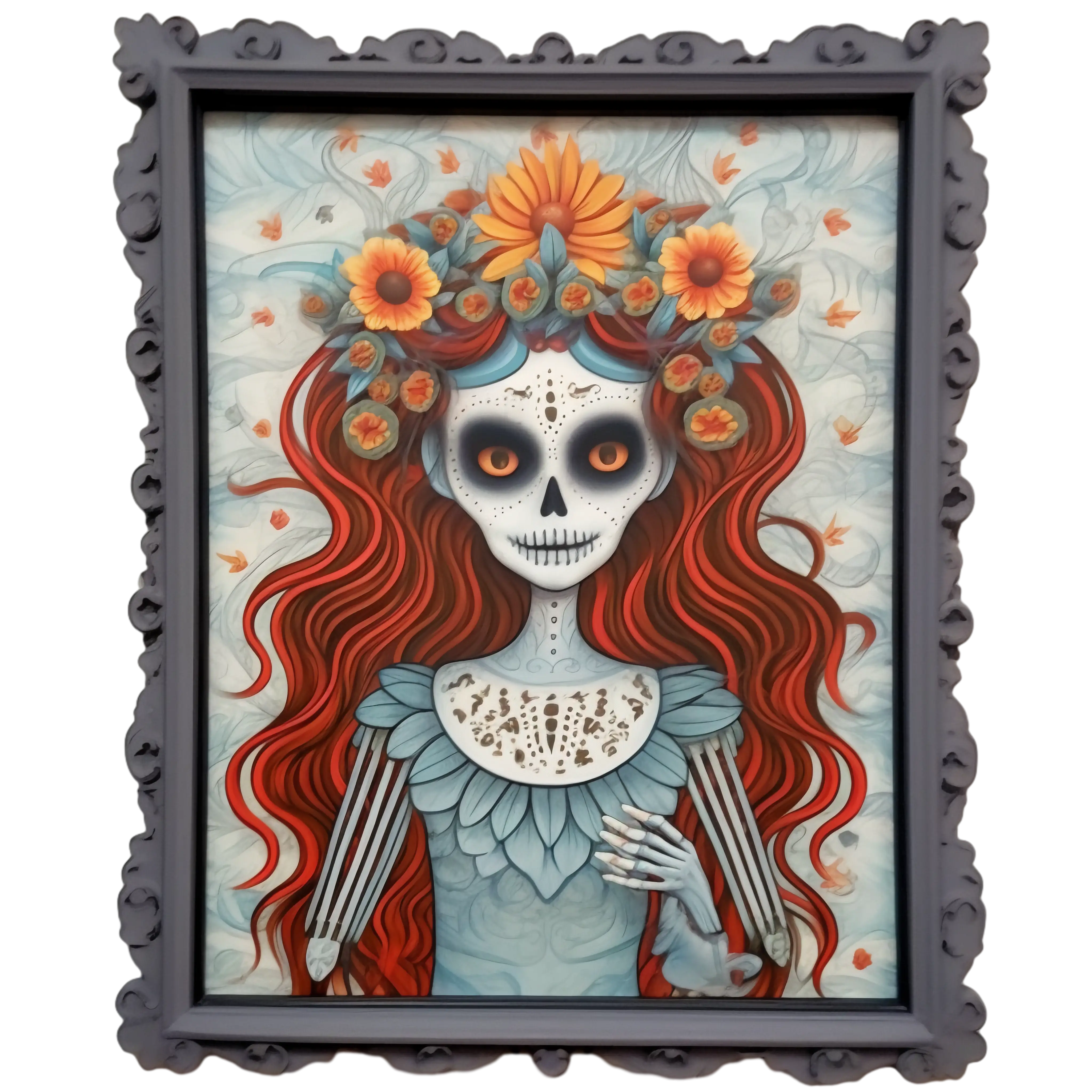 Skeleton Woman with Flowers
