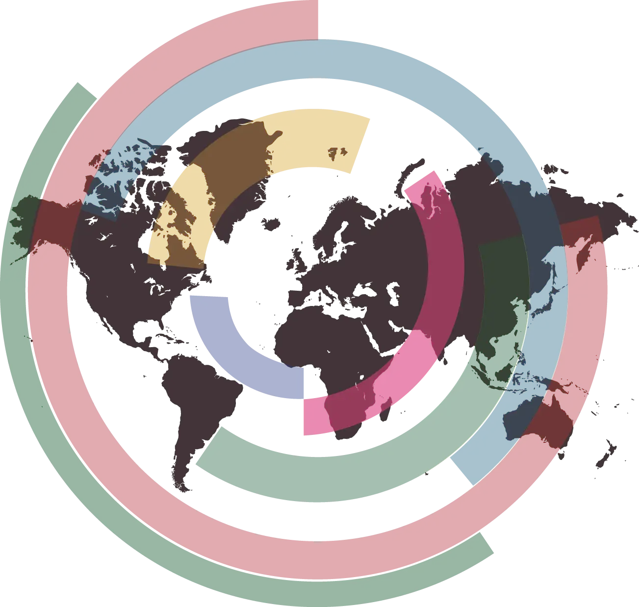 World Map with Colorful Circles