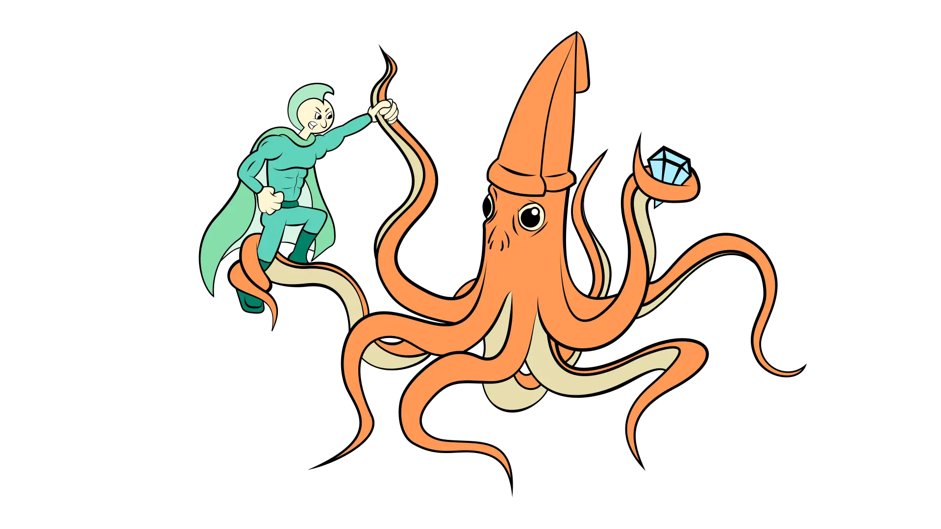 Person Interacting with Octopus