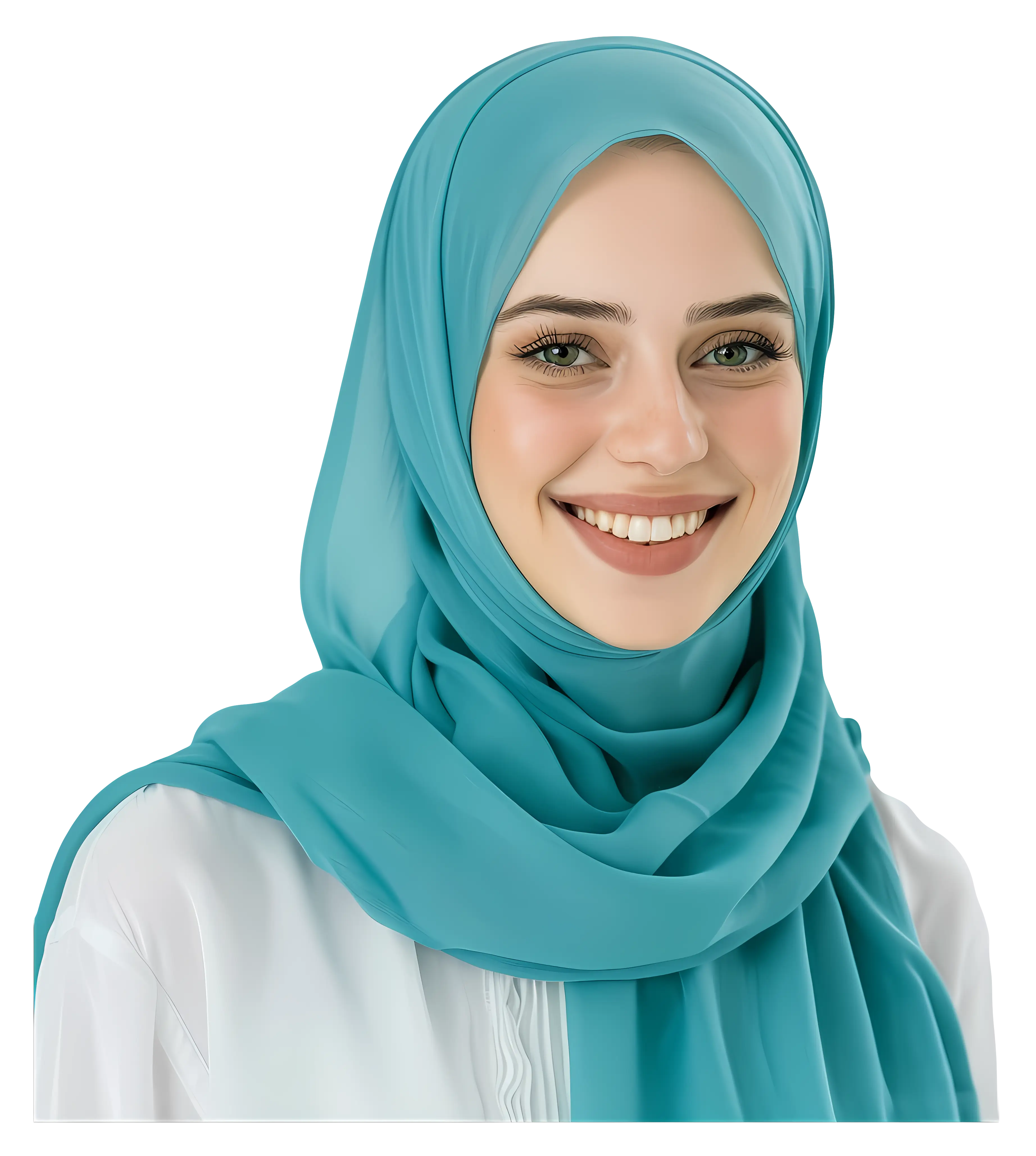 Smiling Woman Wearing Teal Hijab