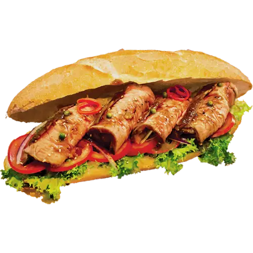 Delicious Sandwich with Fresh Veggies and Meat Filling