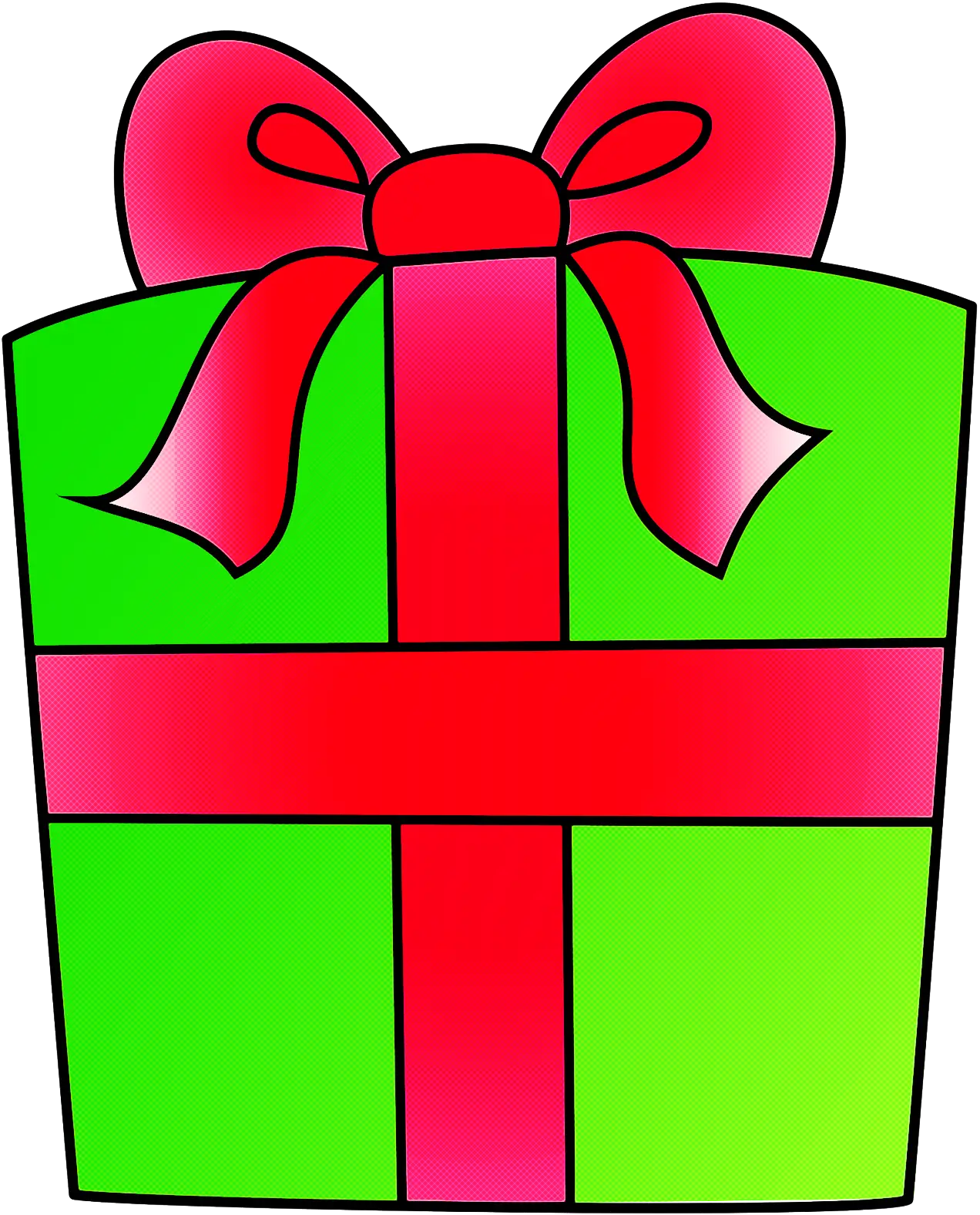 Green and Red Gift Box with Ribbon