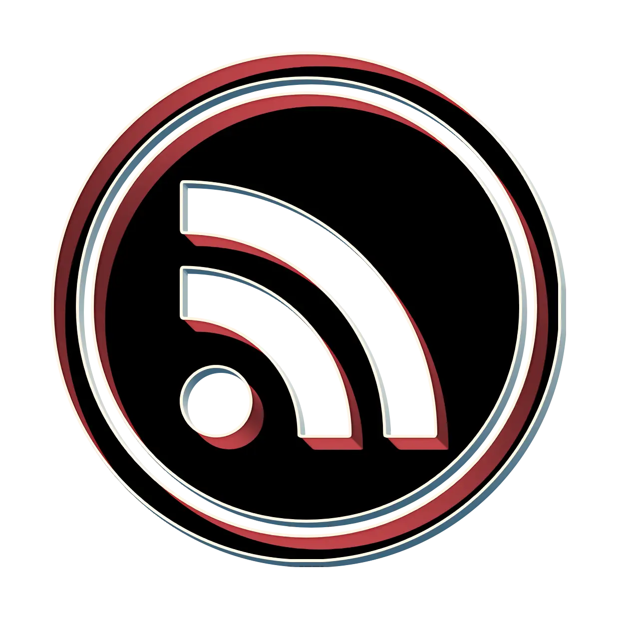 Stylized RSS Feed Icon in Dark Mode