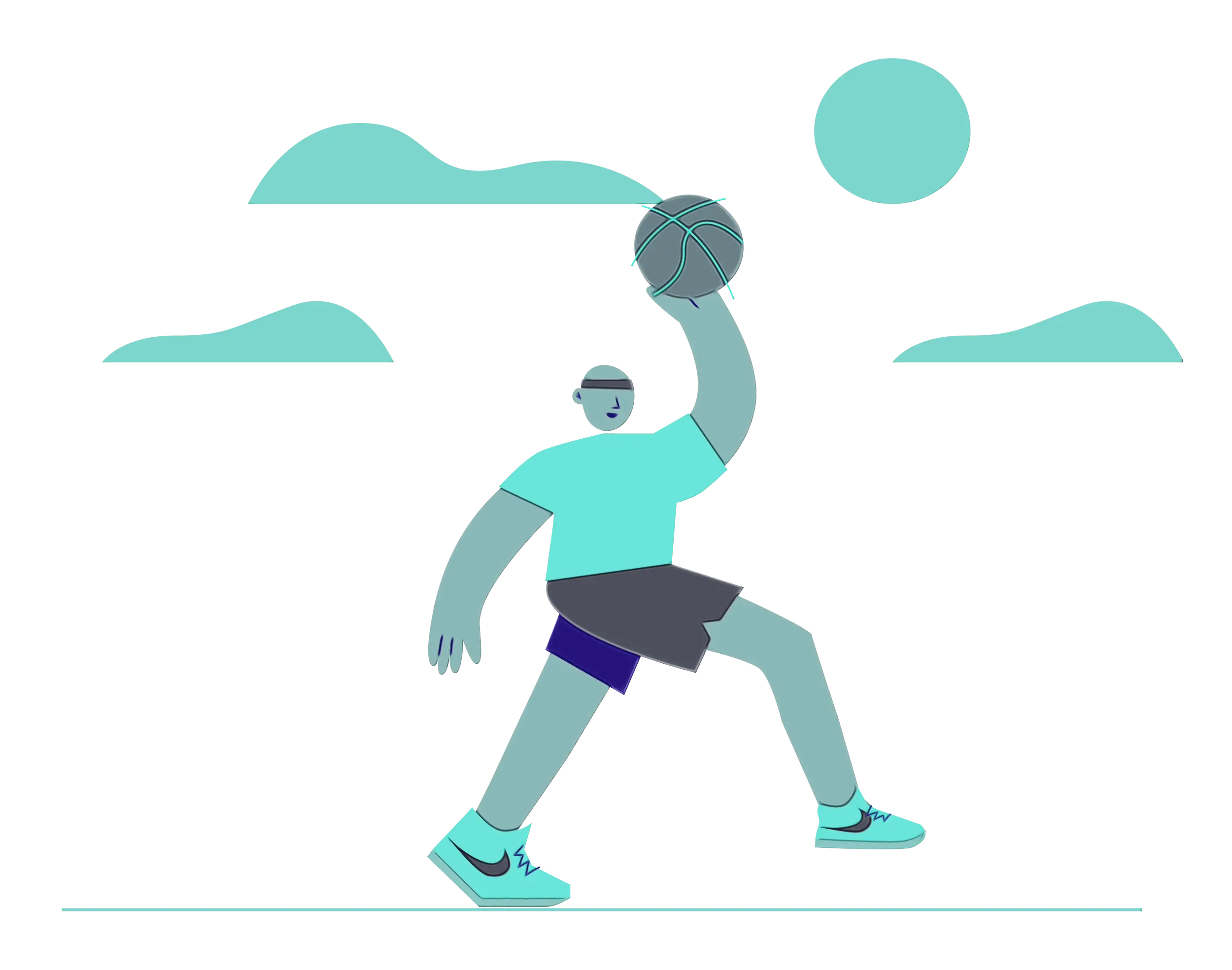 Minimalist Illustration of a Basketball Player in Action