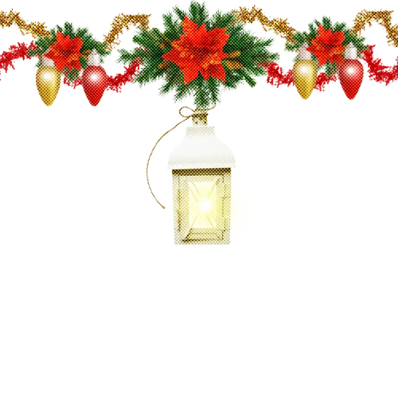 Festive Christmas Garland with Lantern and Ornaments
