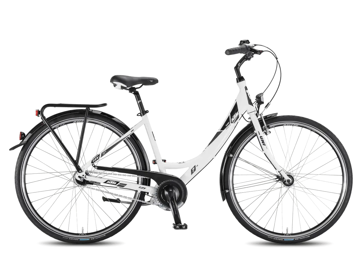 Modern White Bicycle with Black Seat