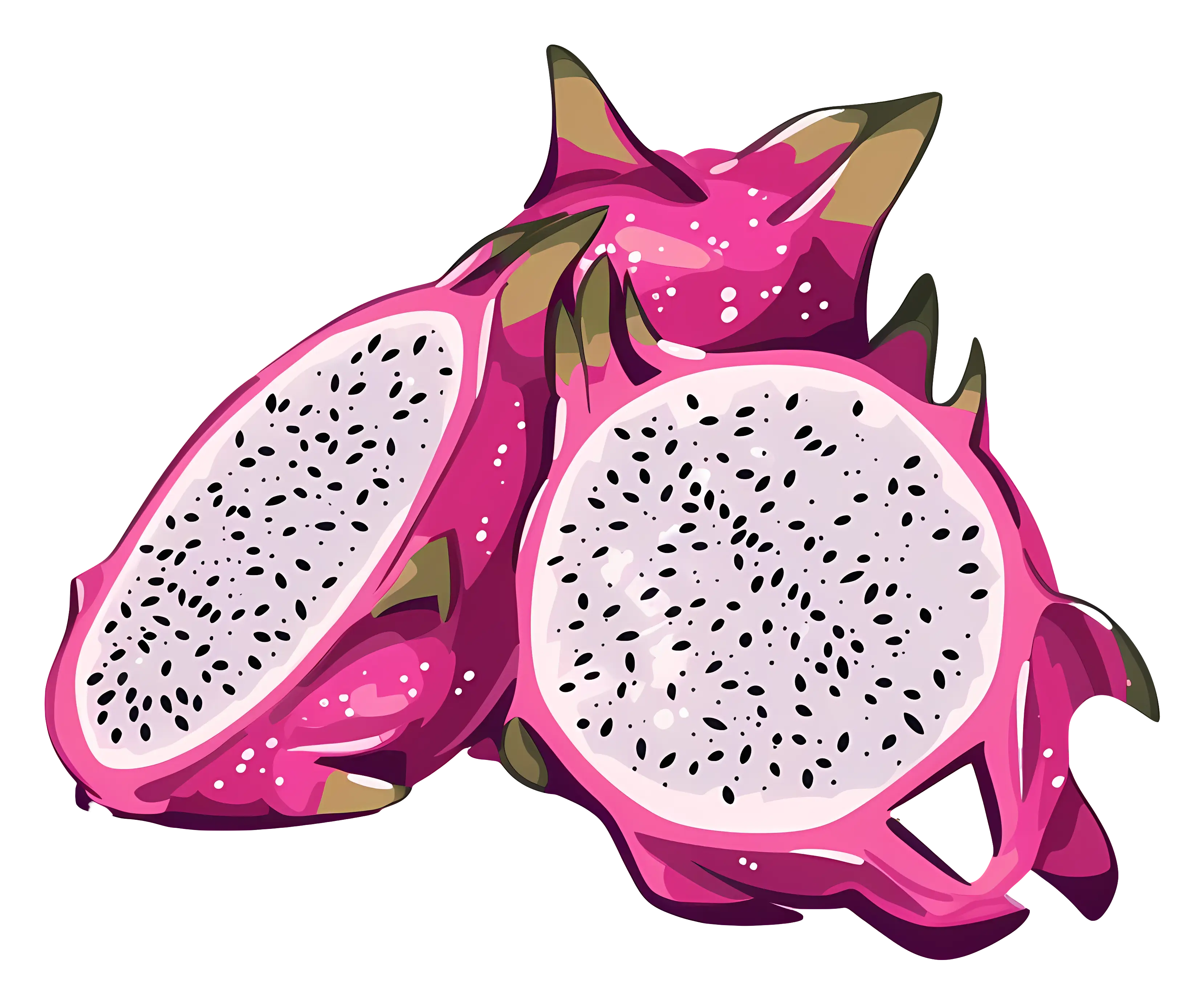 Sliced Pink Dragon Fruit Illustration