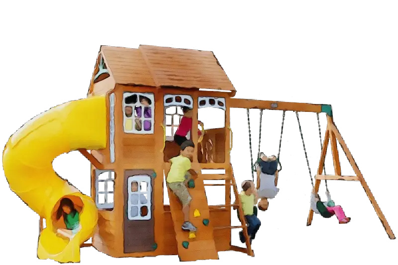 Children&#039;s Playground Slide and Swing Set