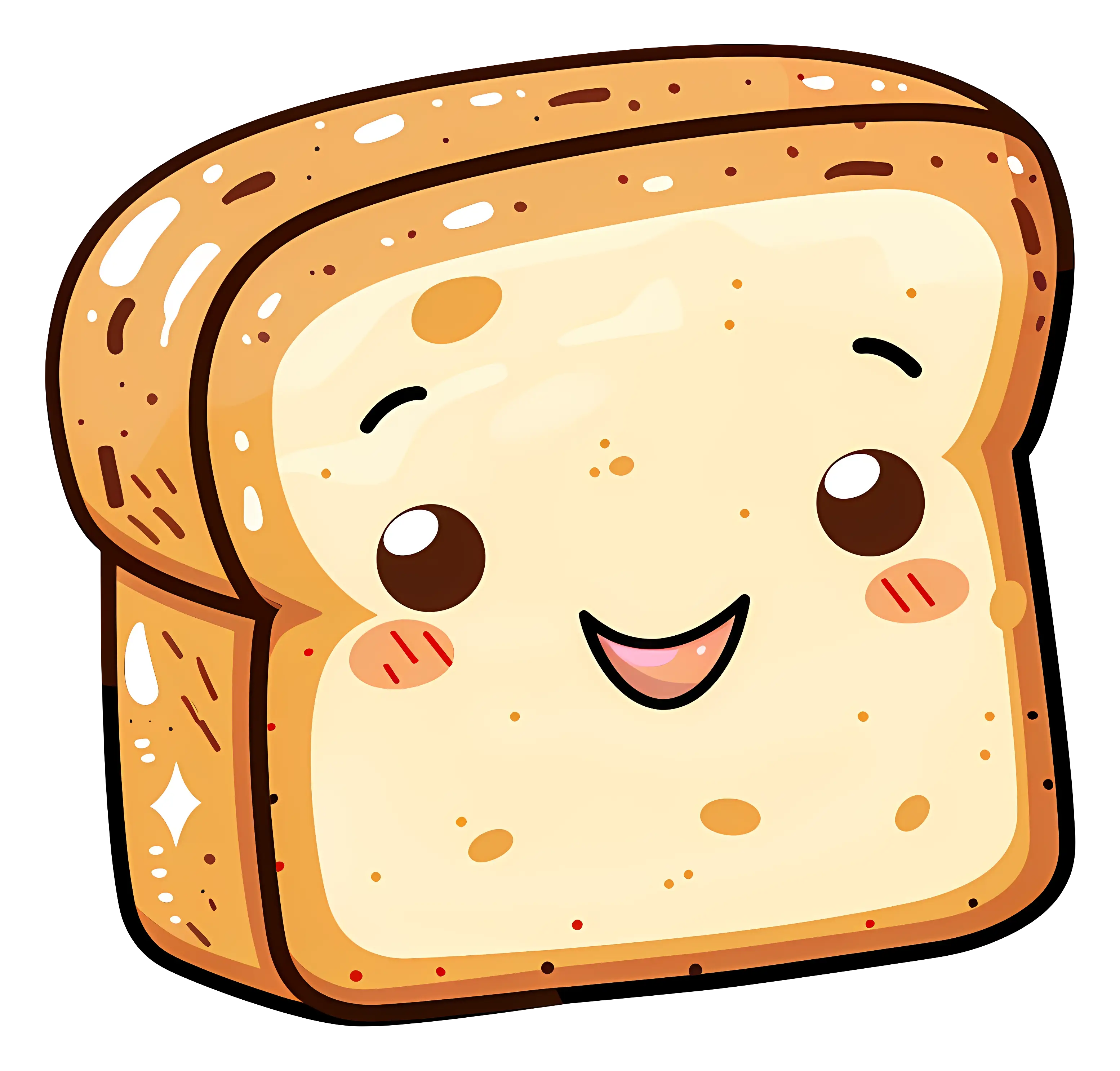 Smiling Bread Slice Cartoon Illustration