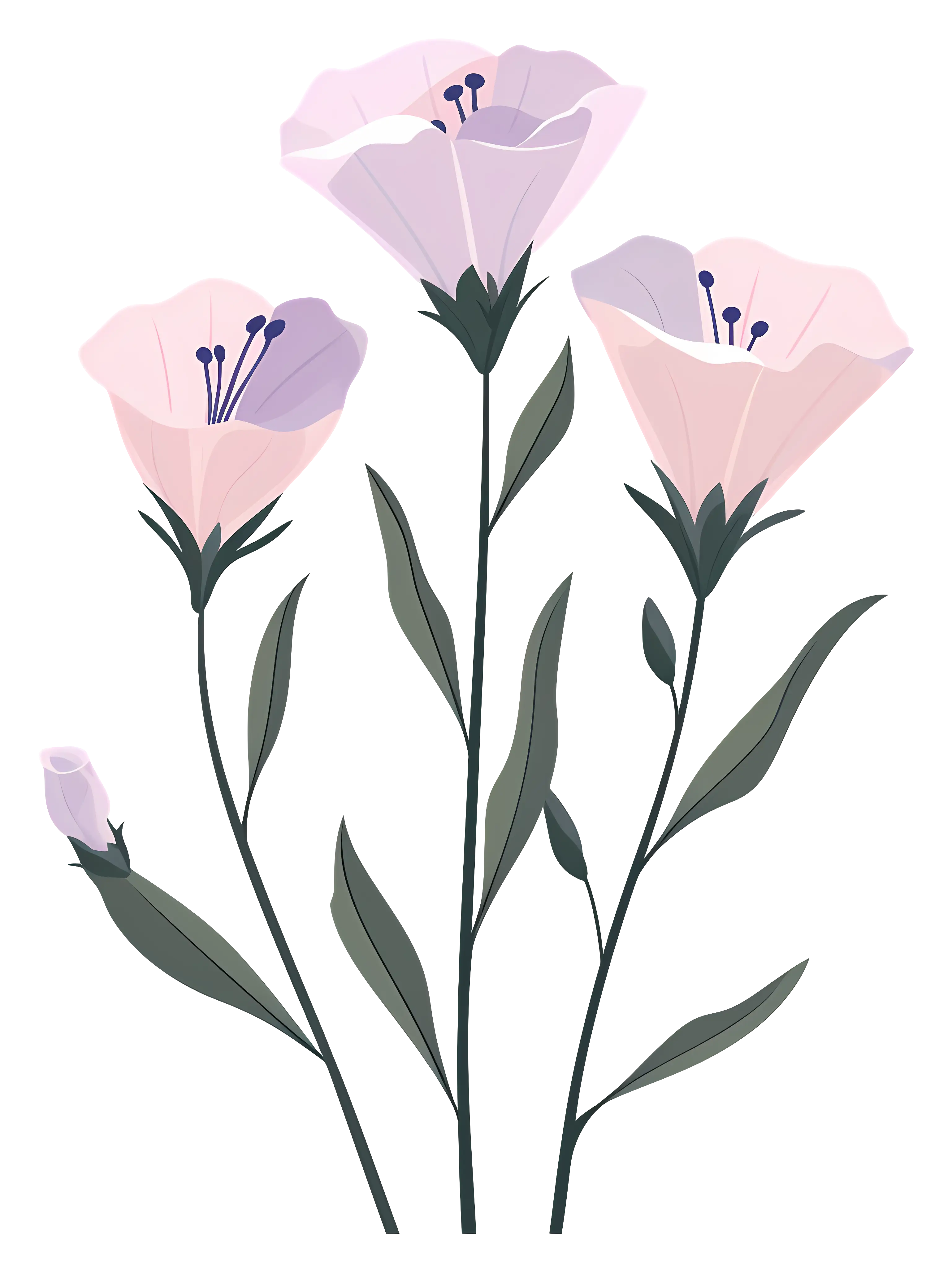 Pink Flowers with Green Leaves