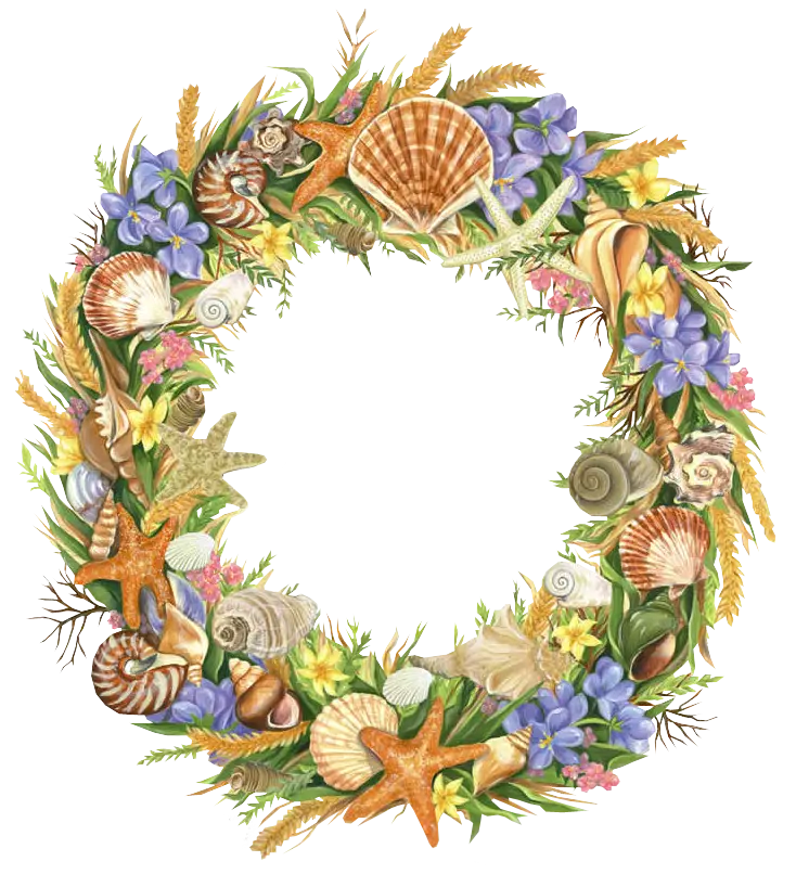 Seashell and Flower Wreath Decoration