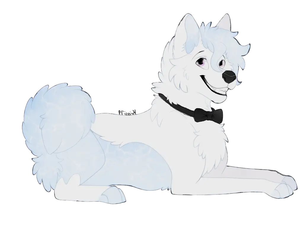 Cartoon White Dog Wearing Bow Tie