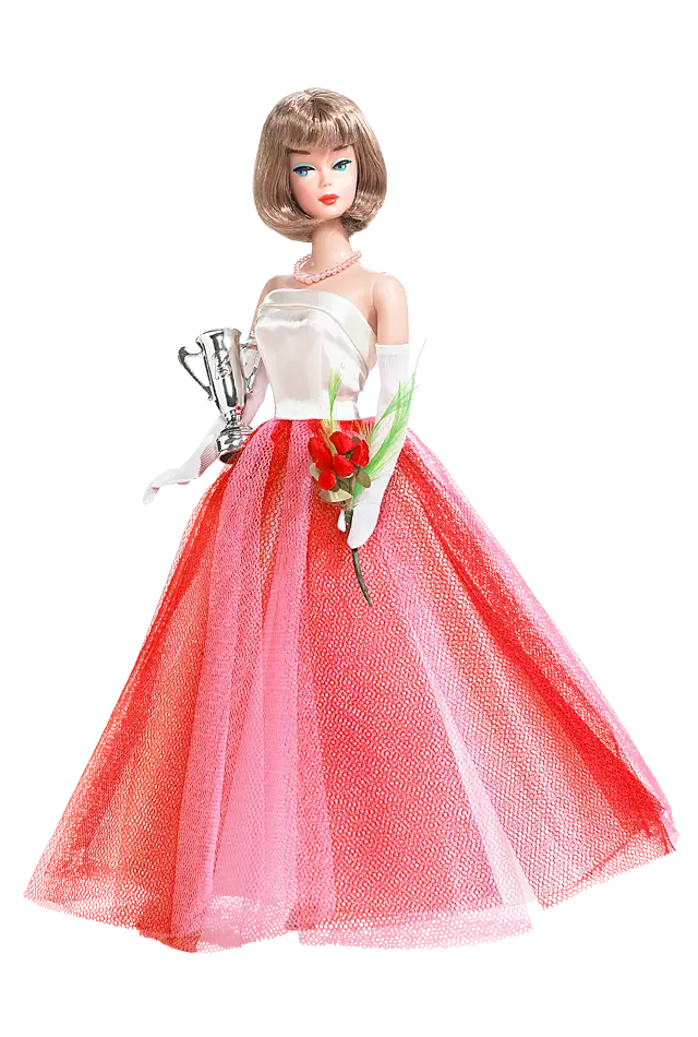 Elegant Doll Holding Trophy