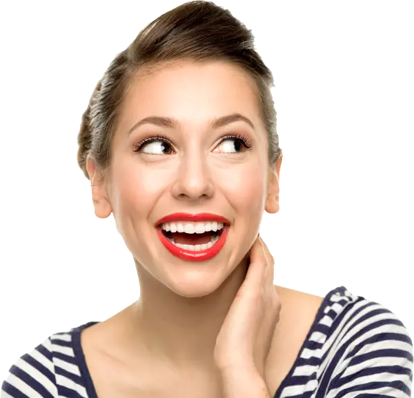 Smiling Woman with Red Lipstick