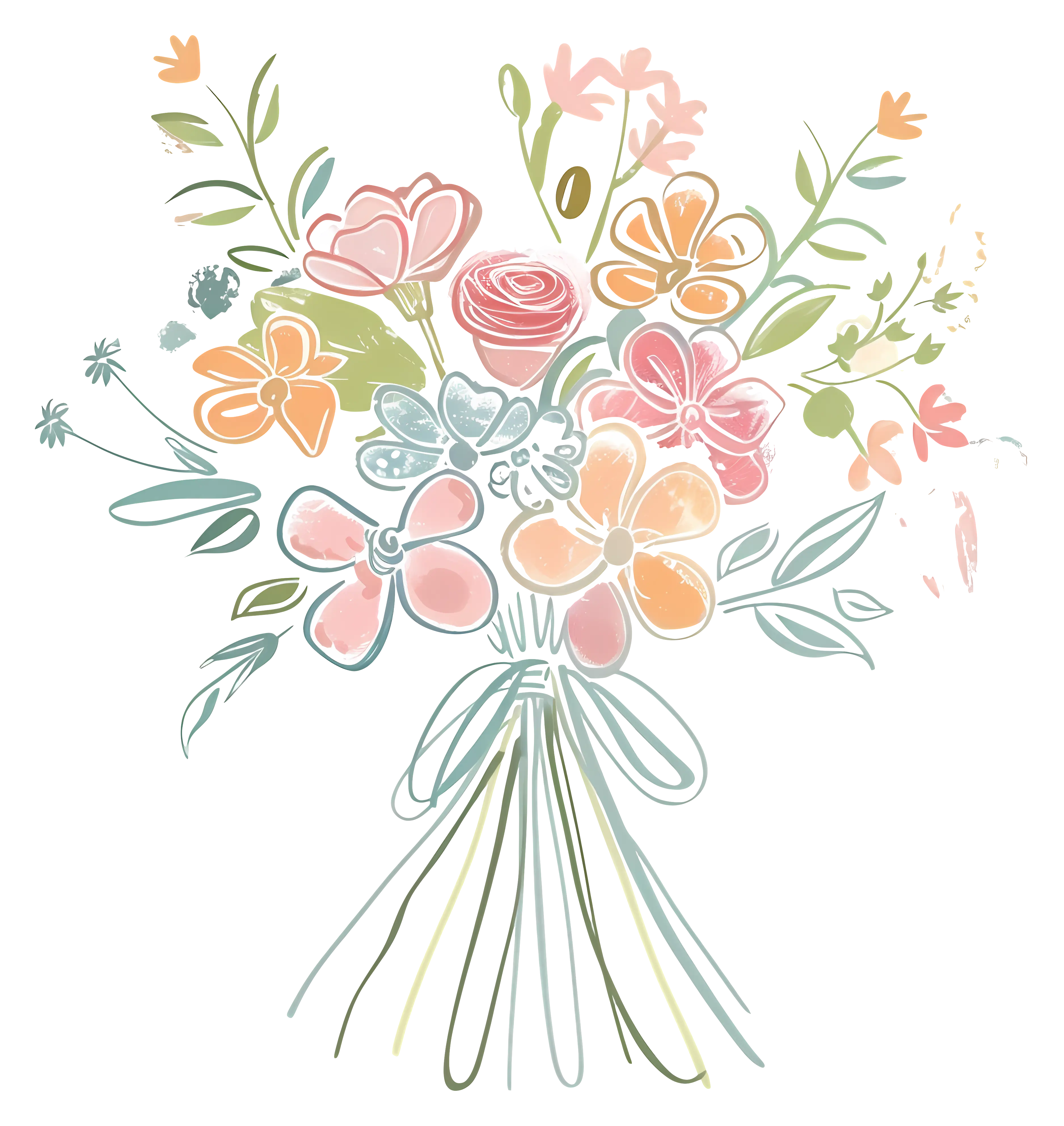 Artistic Floral Doodle Bouquet