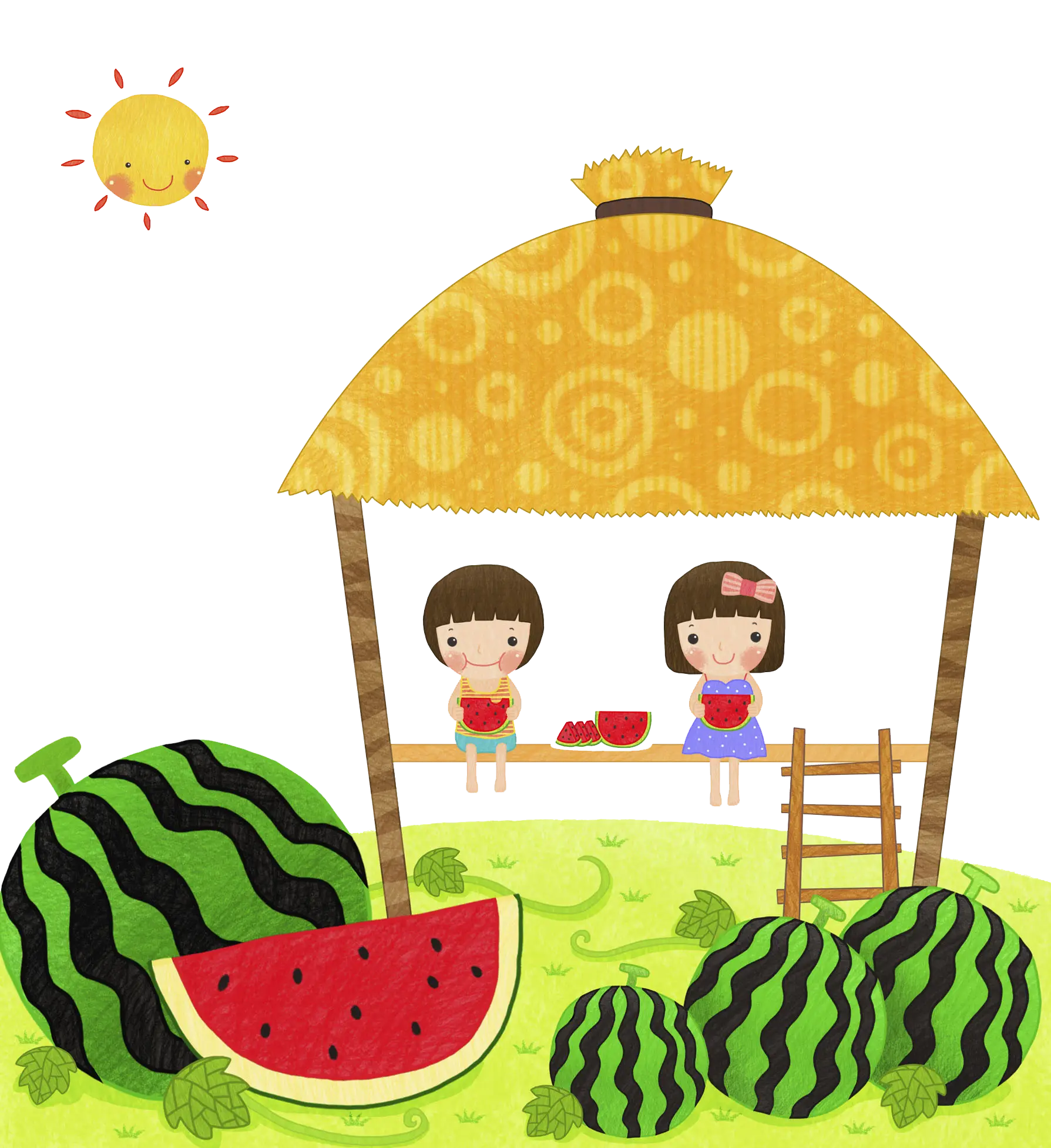 Summer Watermelon Picnic Illustration