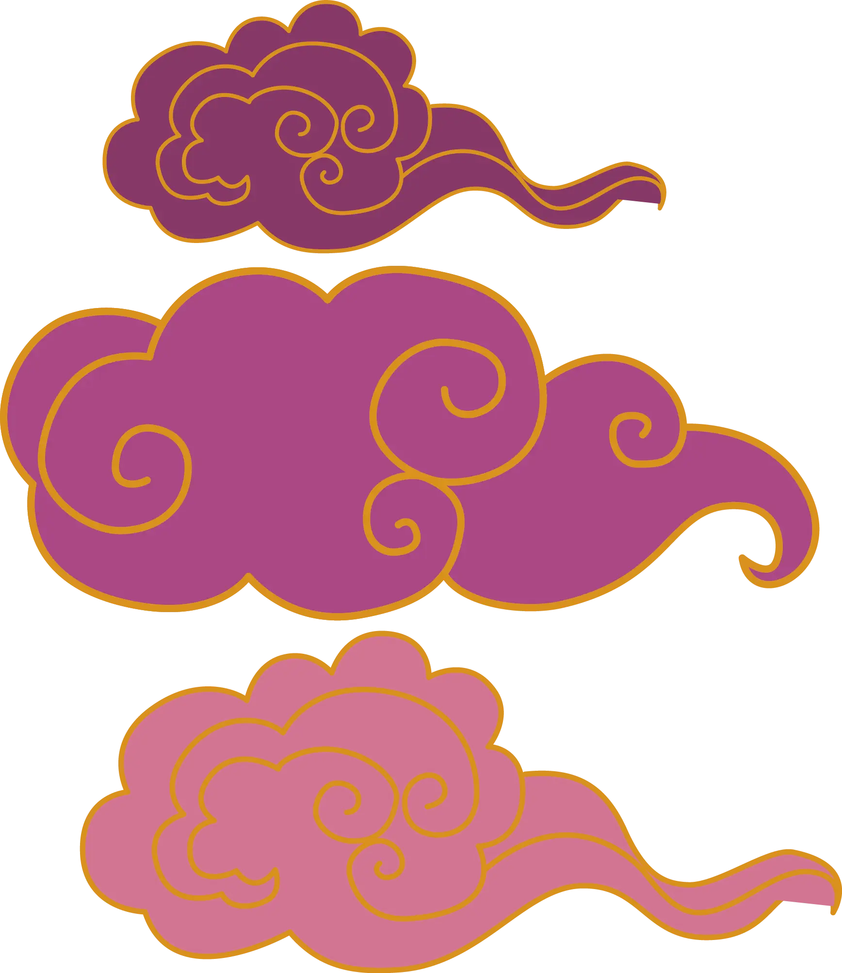Decorative Purple Clouds with Swirls