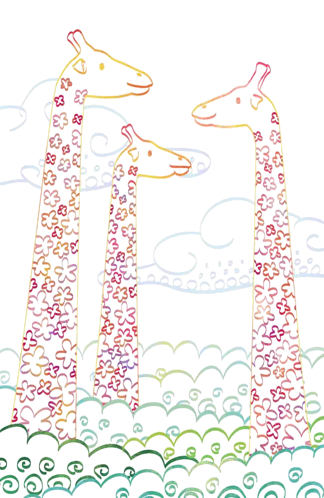 Colorful Floral Giraffes Illustration