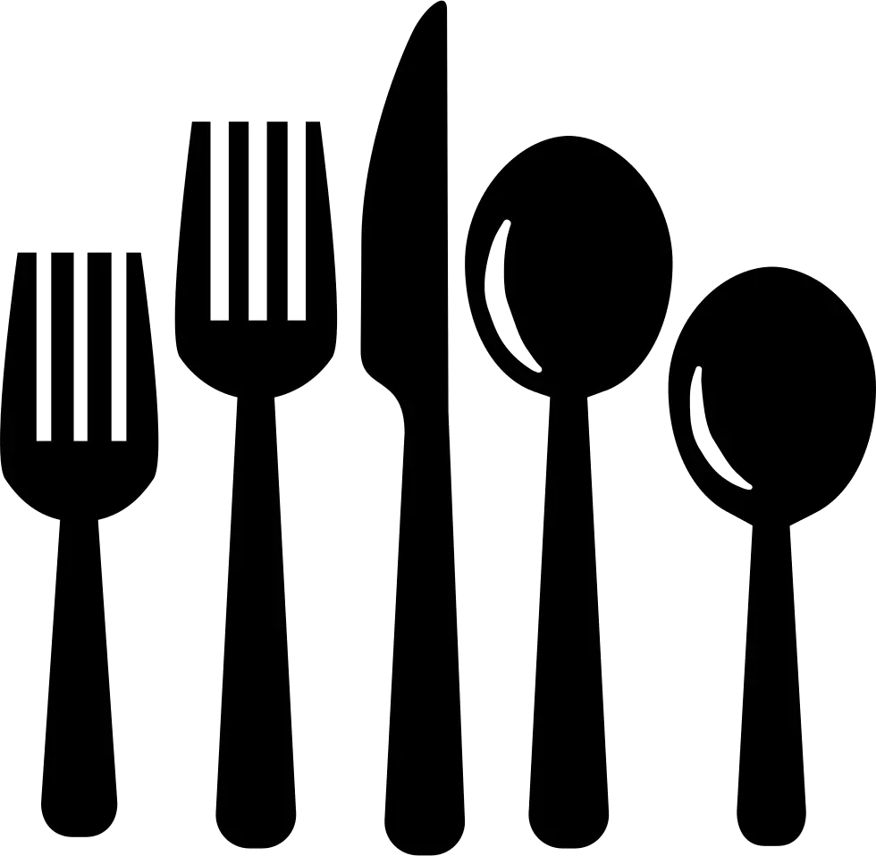 Silhouette of a Cutlery Set Including Fork, Knife, and Spoons