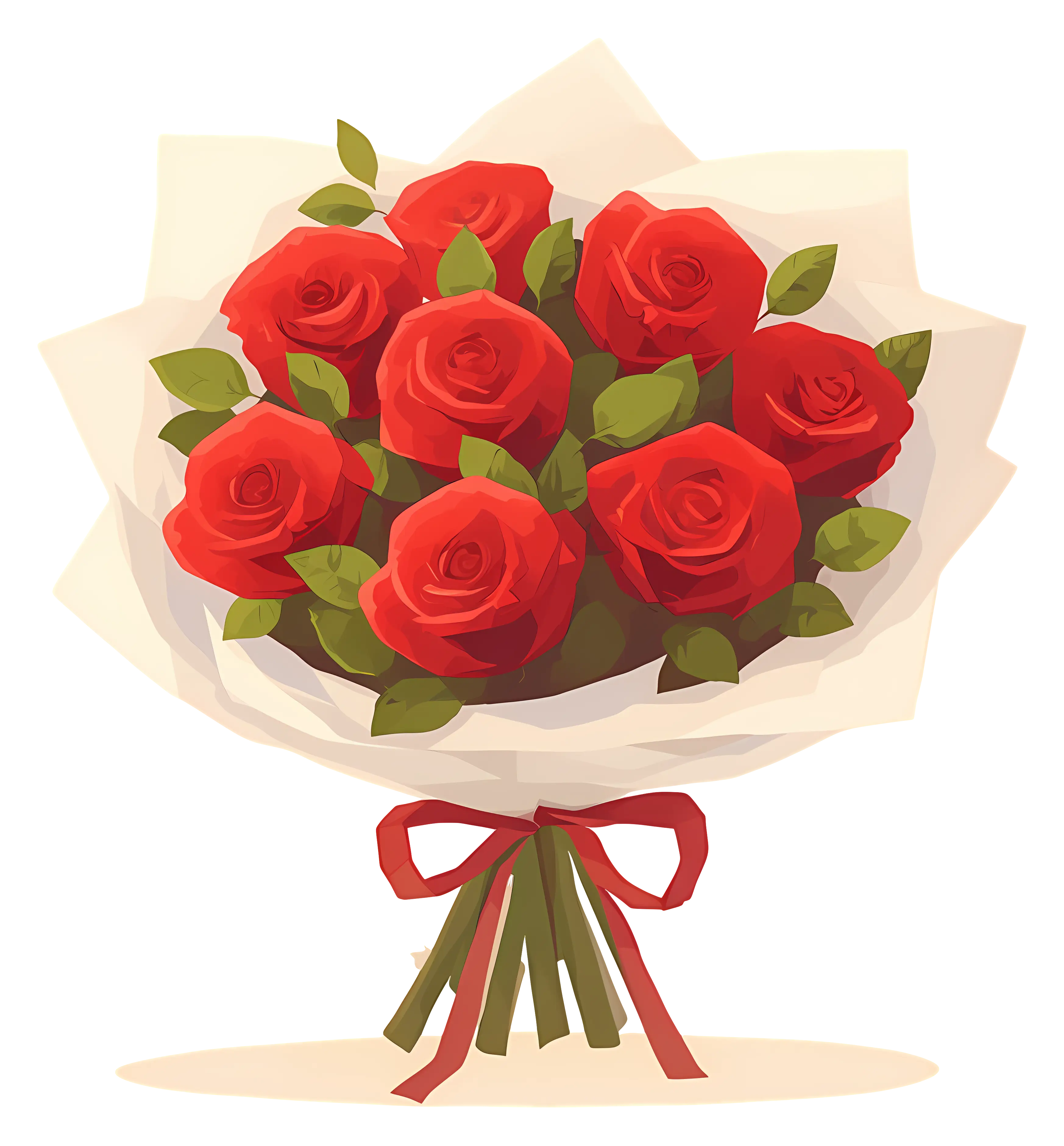 Bouquet of Red Roses with Ribbon