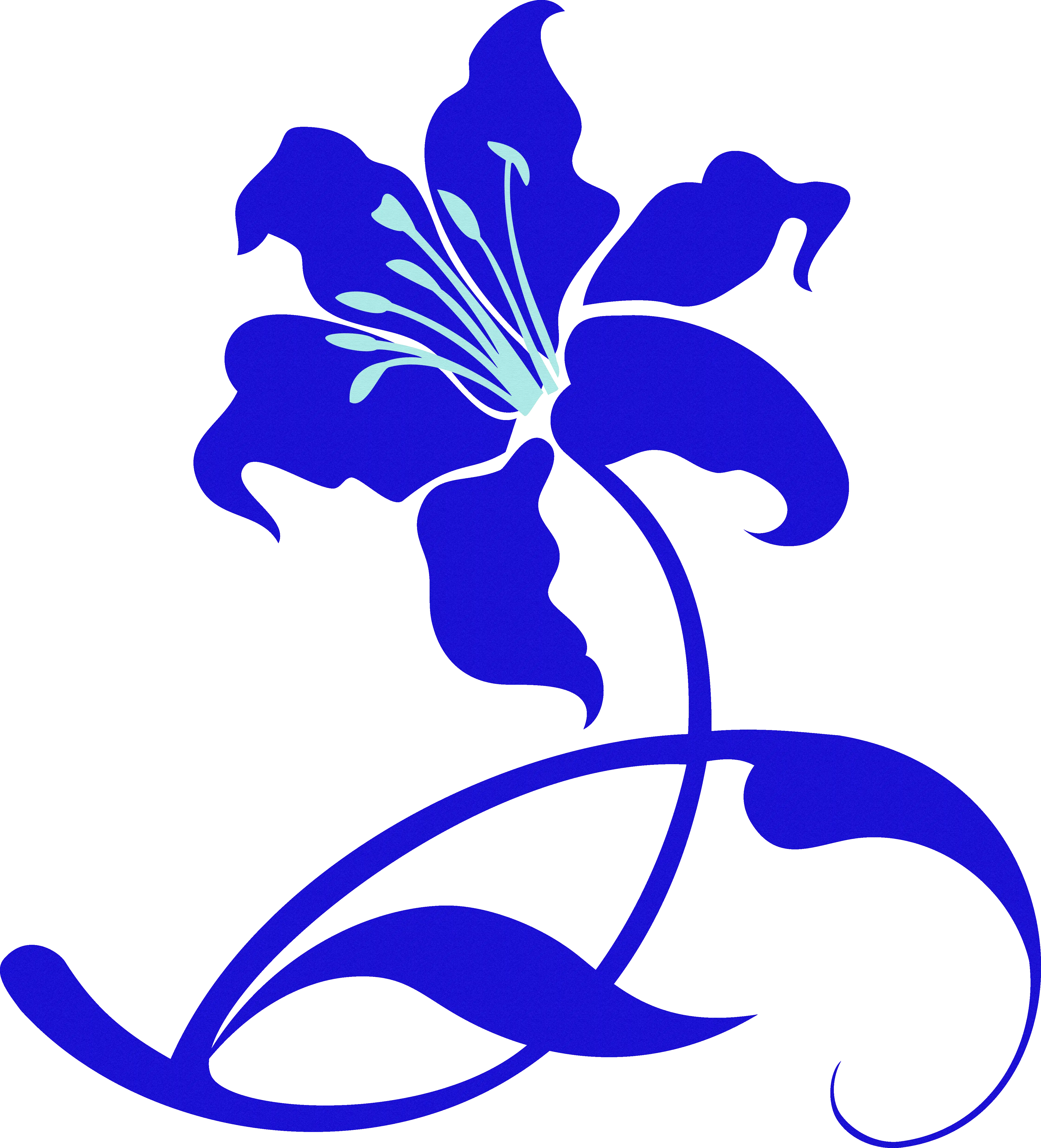Elegant Blue Lily Flower Silhouette