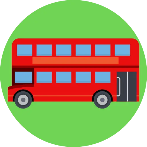 Red Double-Decker Bus Icon in Flat Style