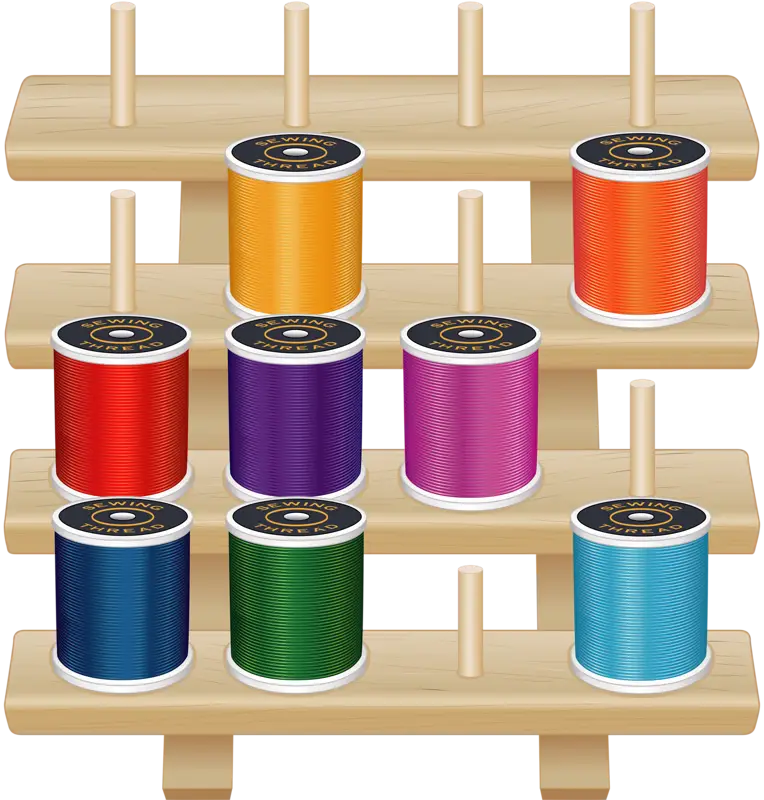 Colorful Thread Spools on Rack