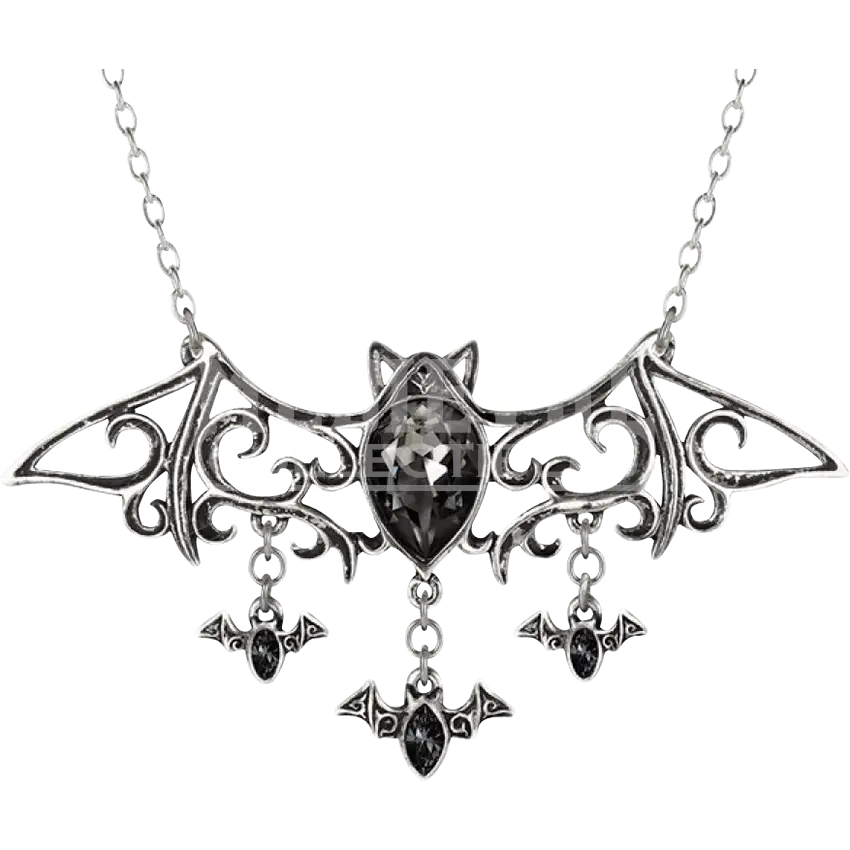 Gothic Silver Bat Necklace