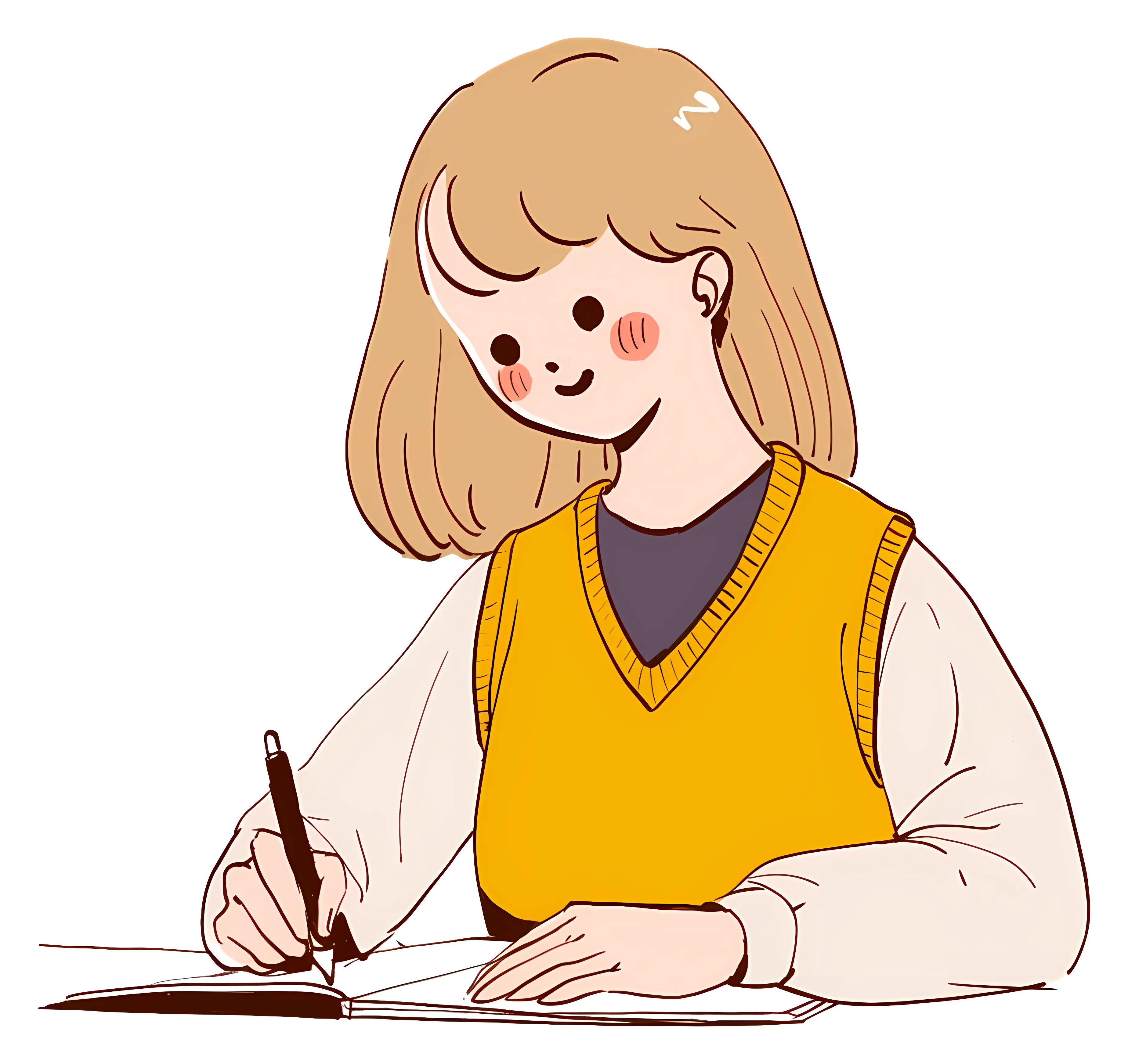 Girl Engaged in Writing