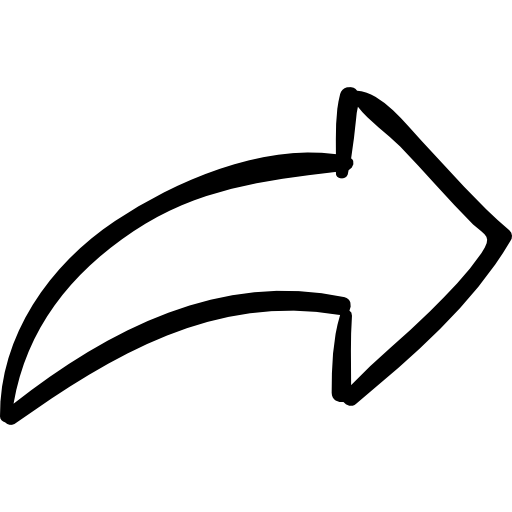 Right Curved Arrow in Sketch Style