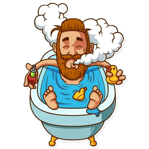 Bearded Man Relaxing in Bathtub