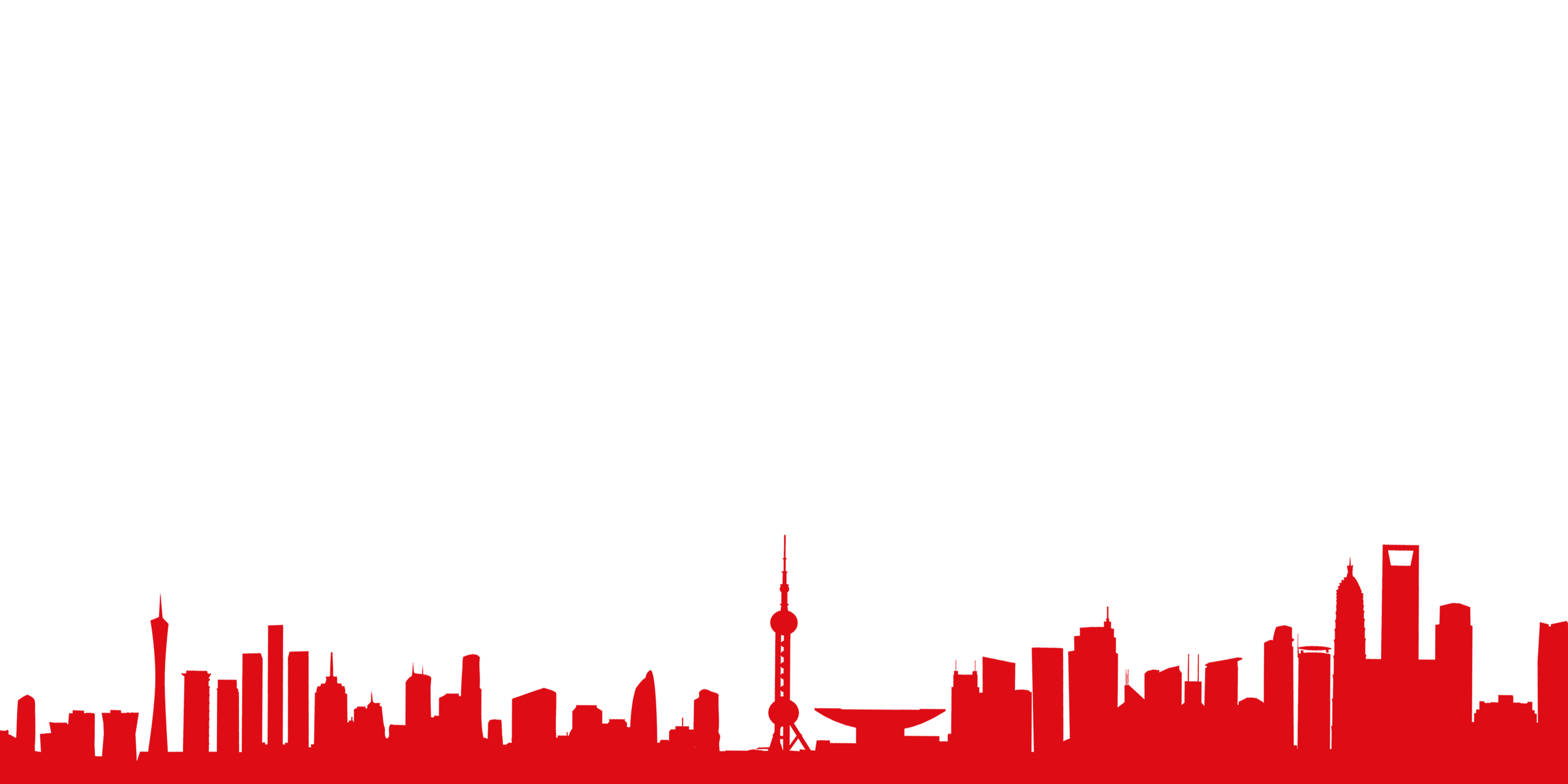 Red Silhouette of Urban Skyline