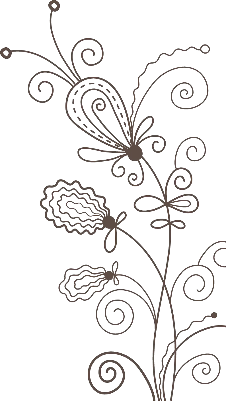 Brown Floral Doodle Art Design