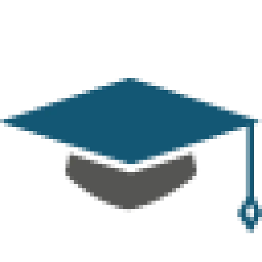 Graduation Cap Symbol in Blue and Gray