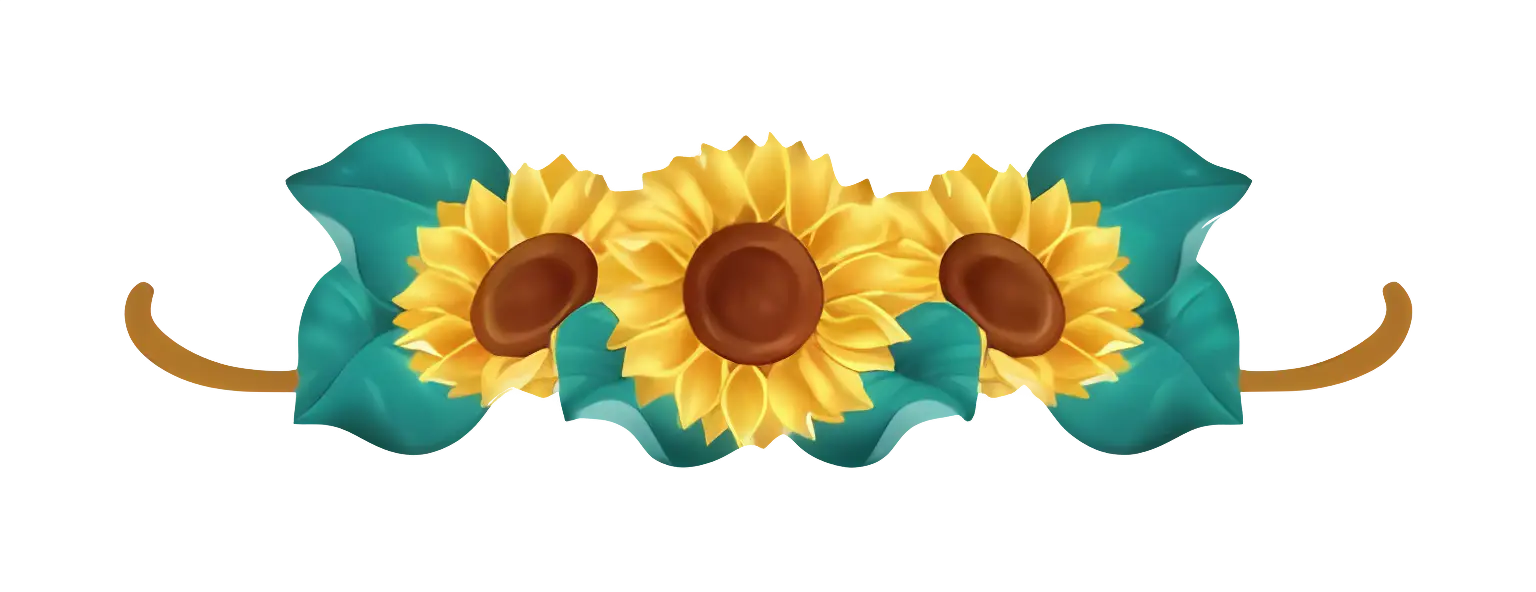 Sunflower Headband with Green Leaves