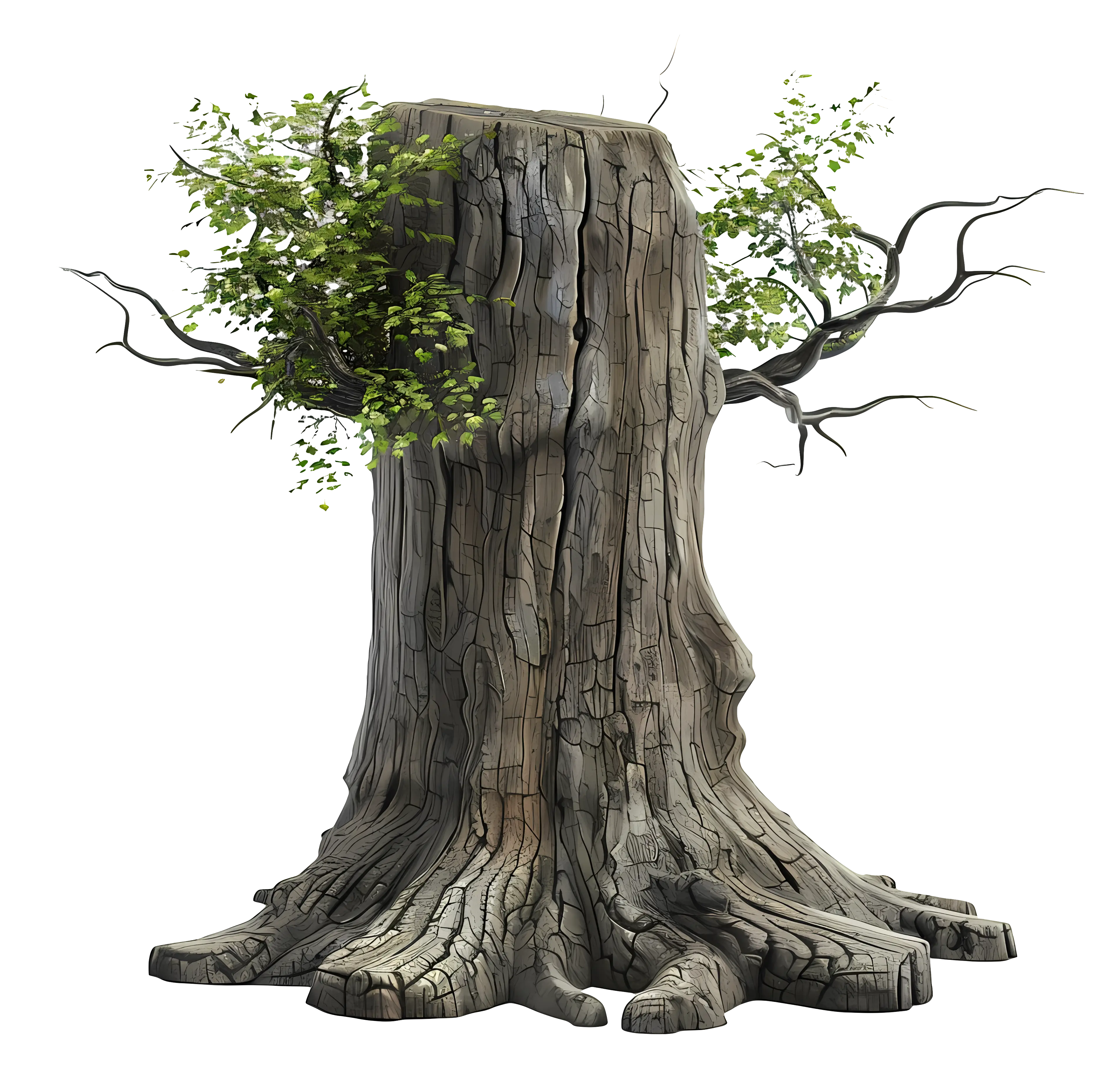 Tree Trunk with Sprouting Branches