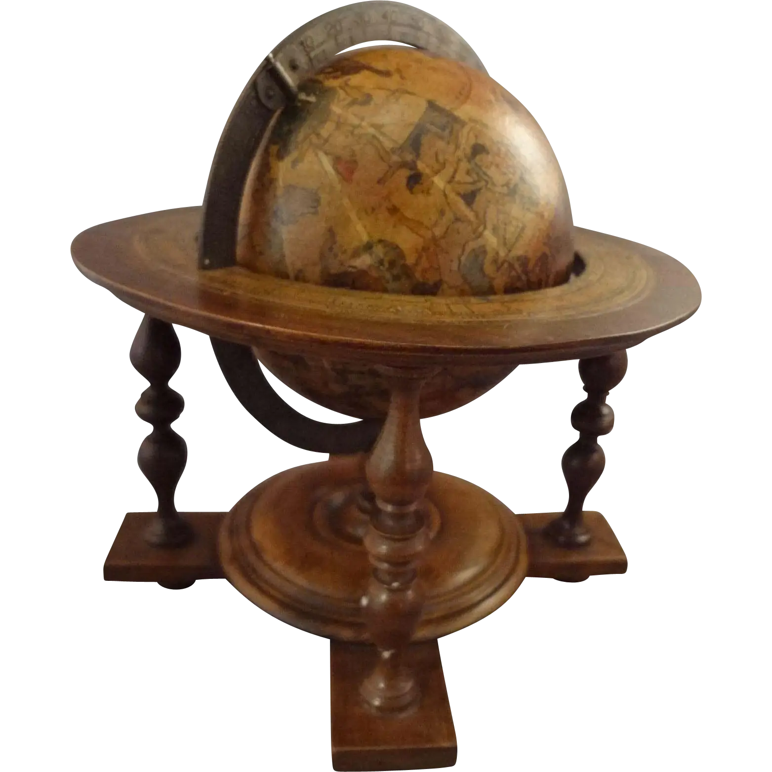 Antique Globe on Ornate Wooden Stand