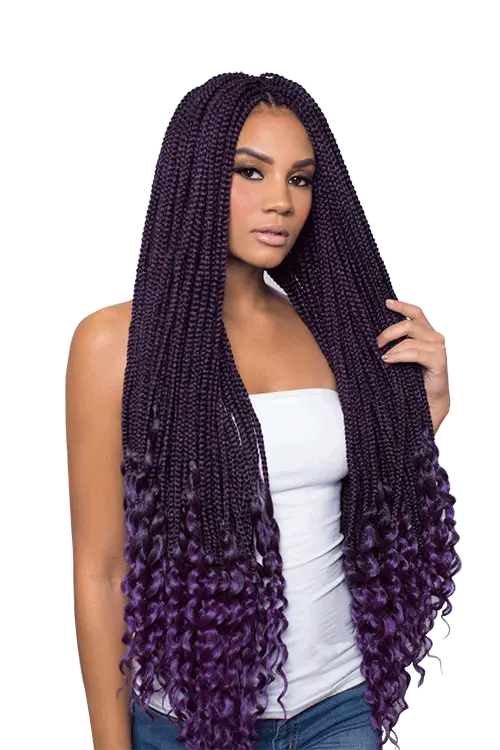 Woman Showcasing Purple Braided Hairstyle