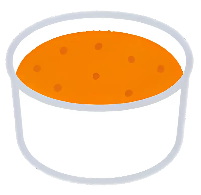 Orange Sauce in a White Container