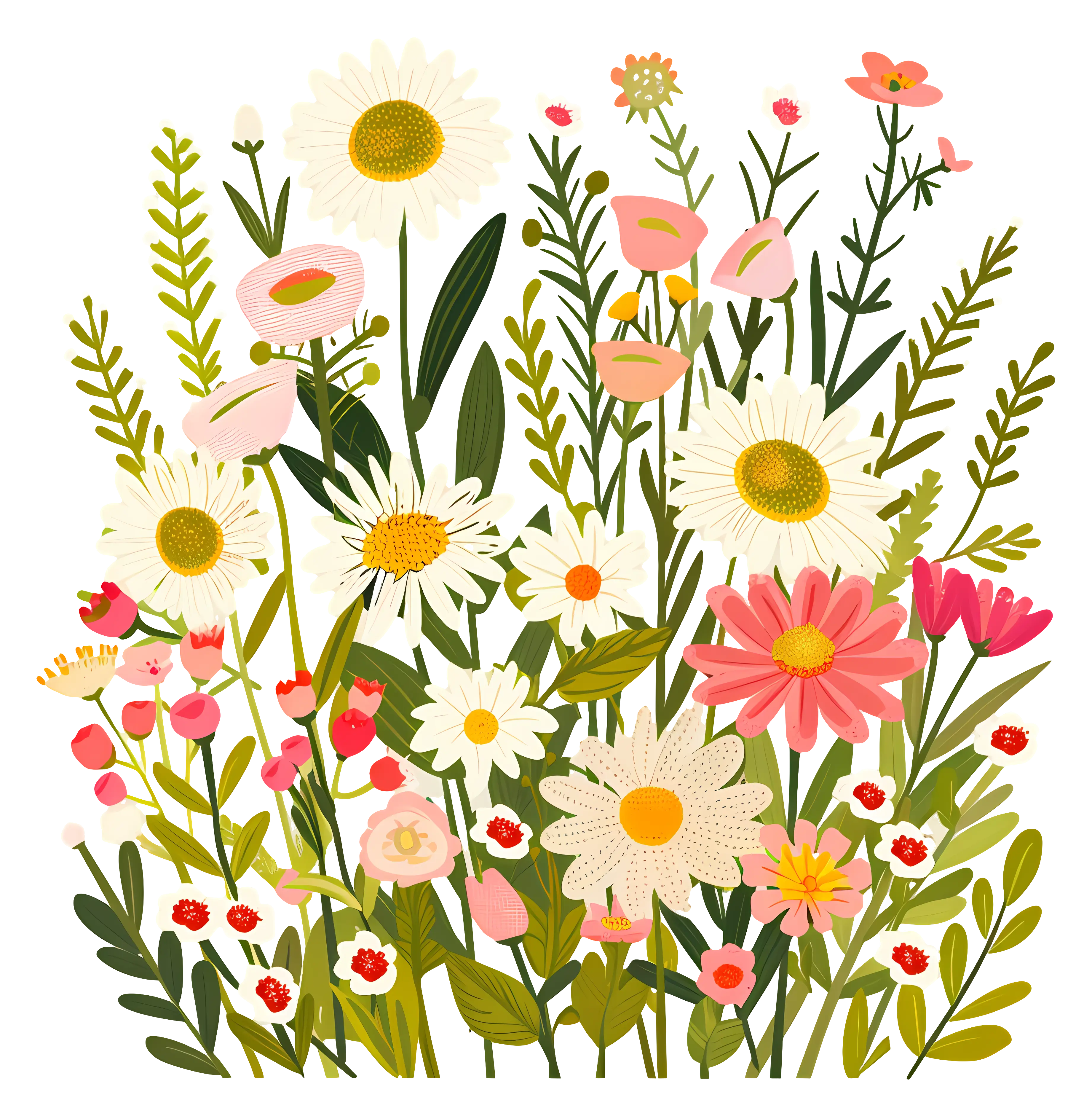 Colorful Wildflower Garden Illustration