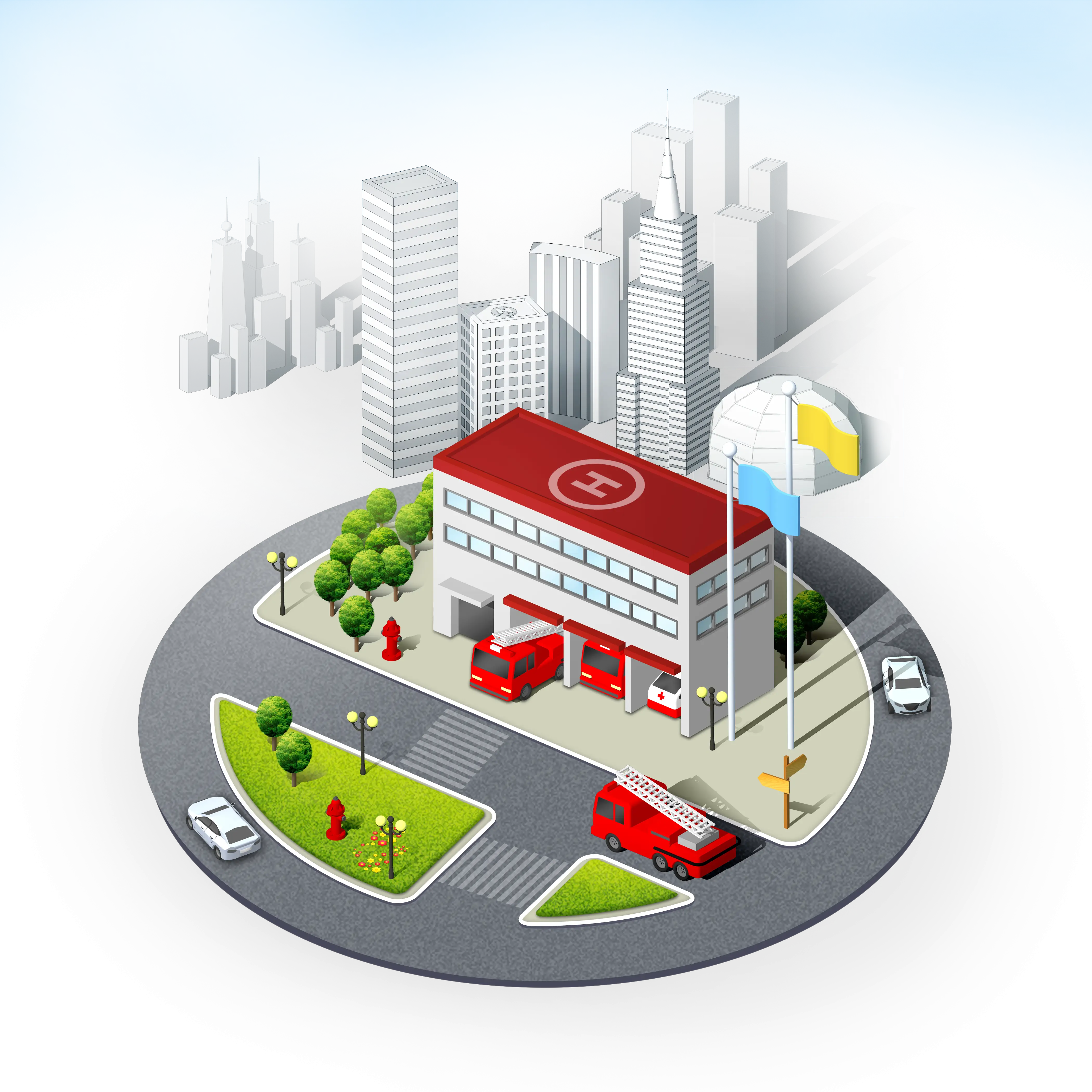 Modern Fire Station in Urban Area
