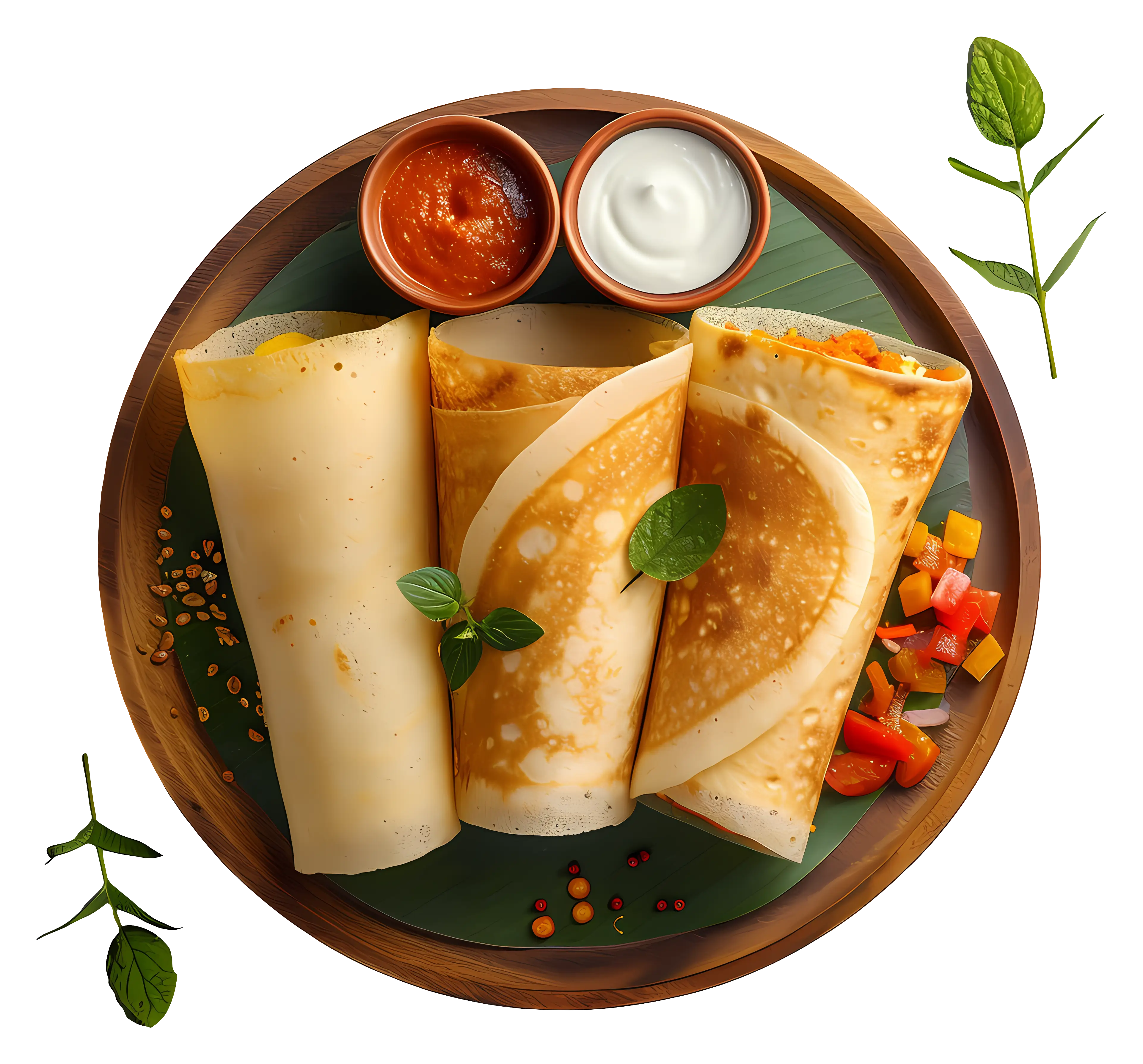 Delicious Dosa with Sauces