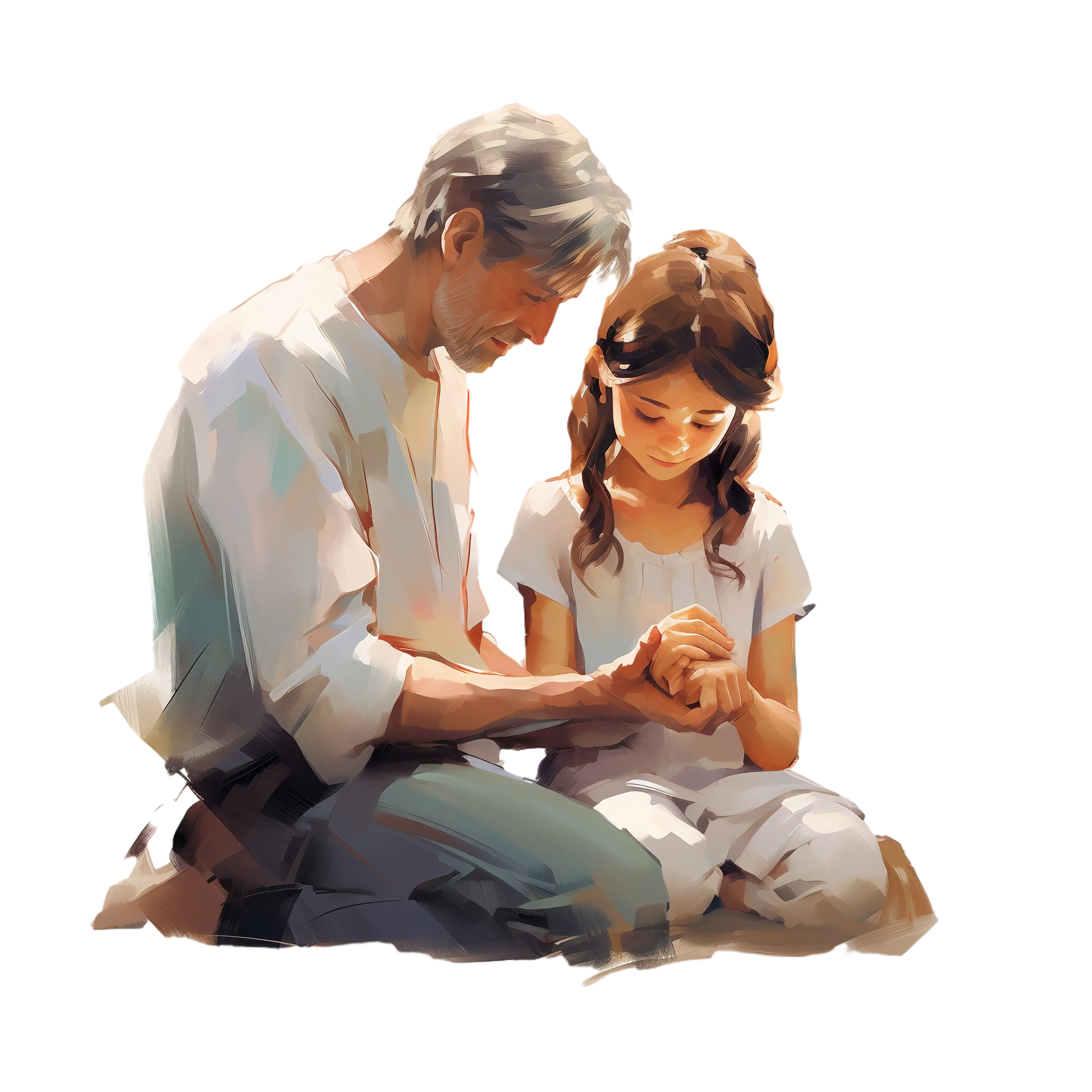 Man and Girl Holding Hands