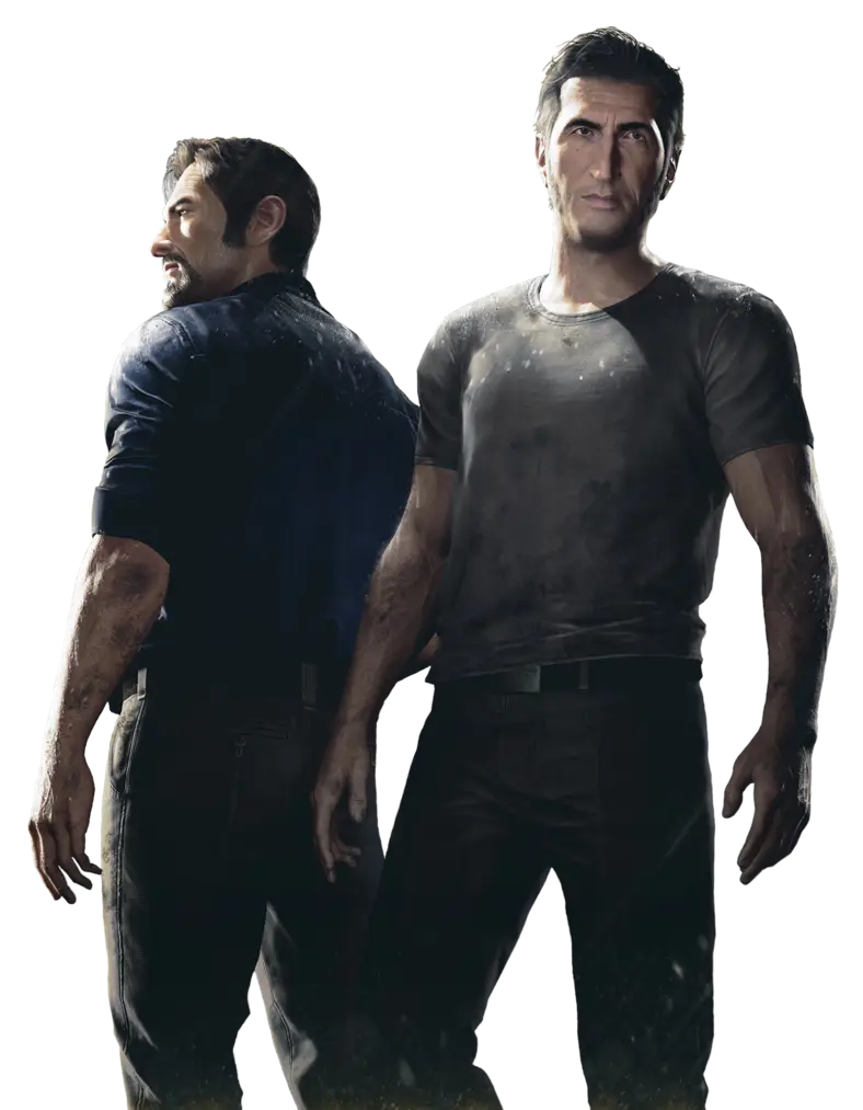 Two Men Standing Back to Back