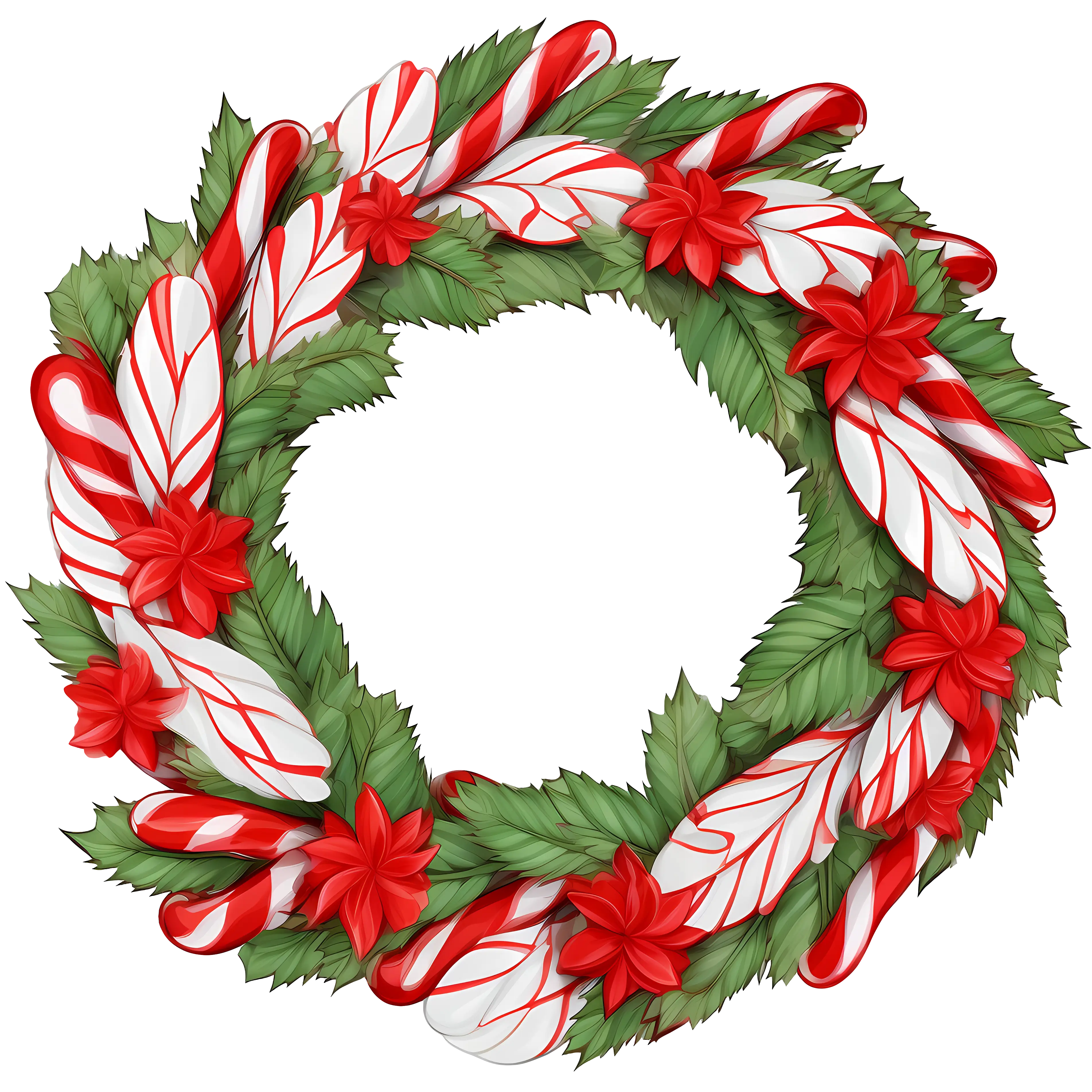 Decorative Christmas Wreath with Red Floral Candies