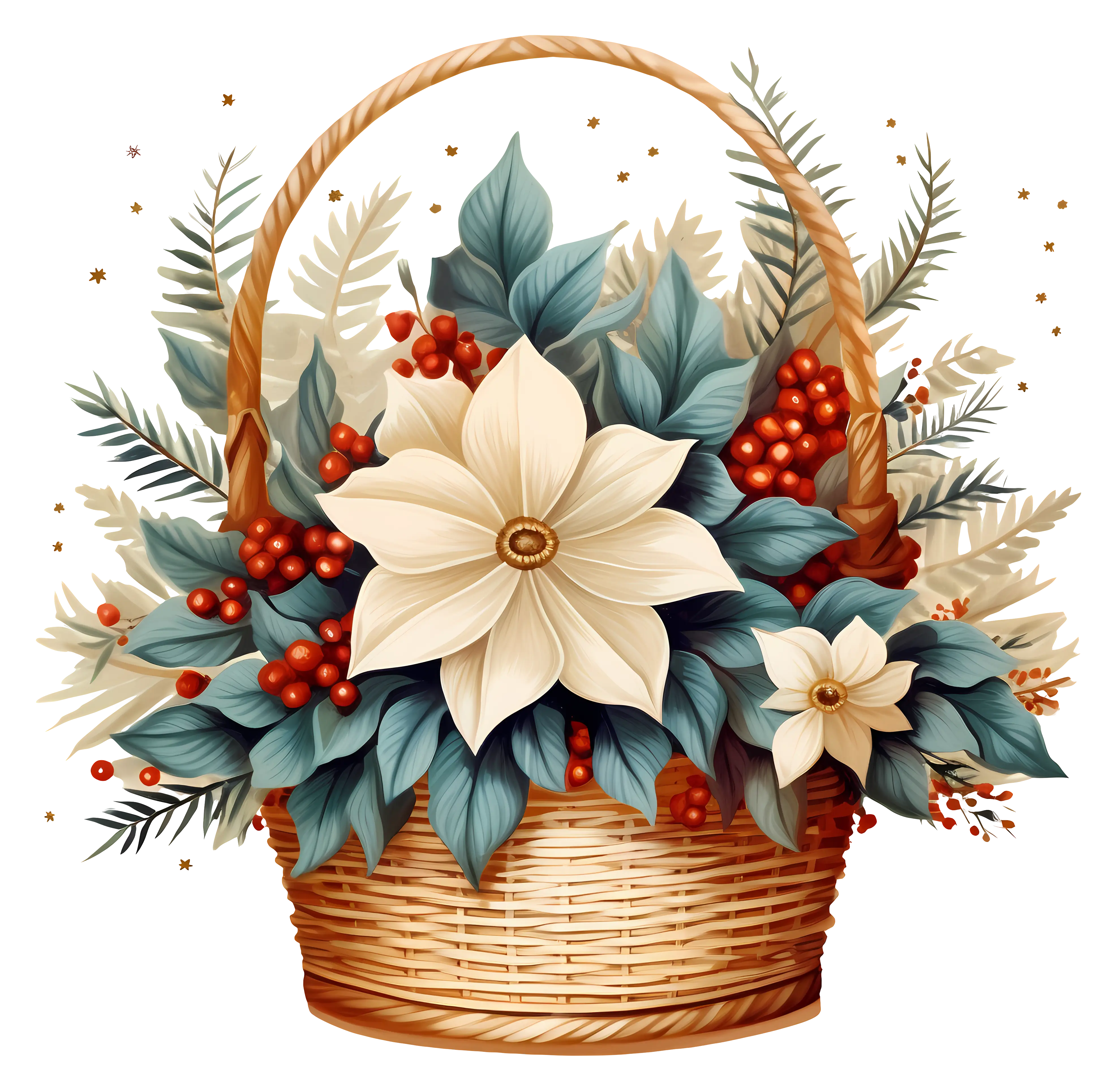 Festive Flower Basket for the Christmas Season