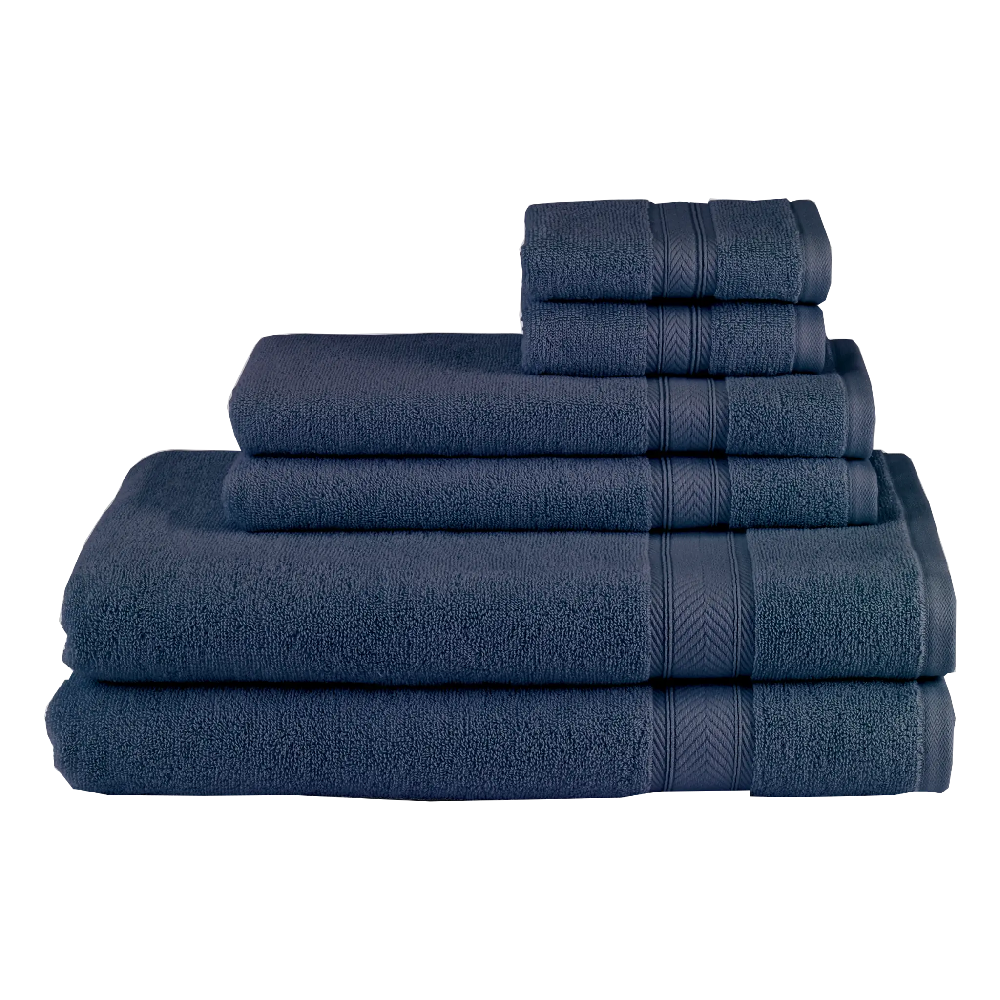 Stacked Navy Towels for Bathroom Use