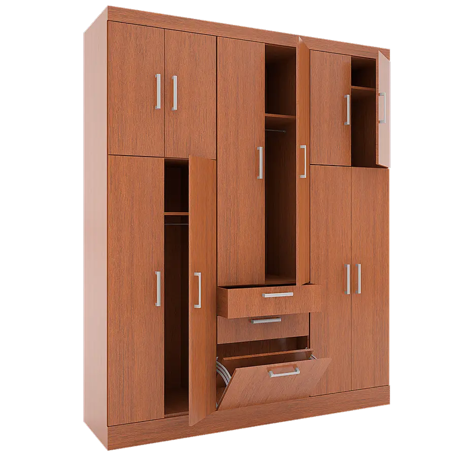 Modern Wooden Wardrobe with Multiple Compartments