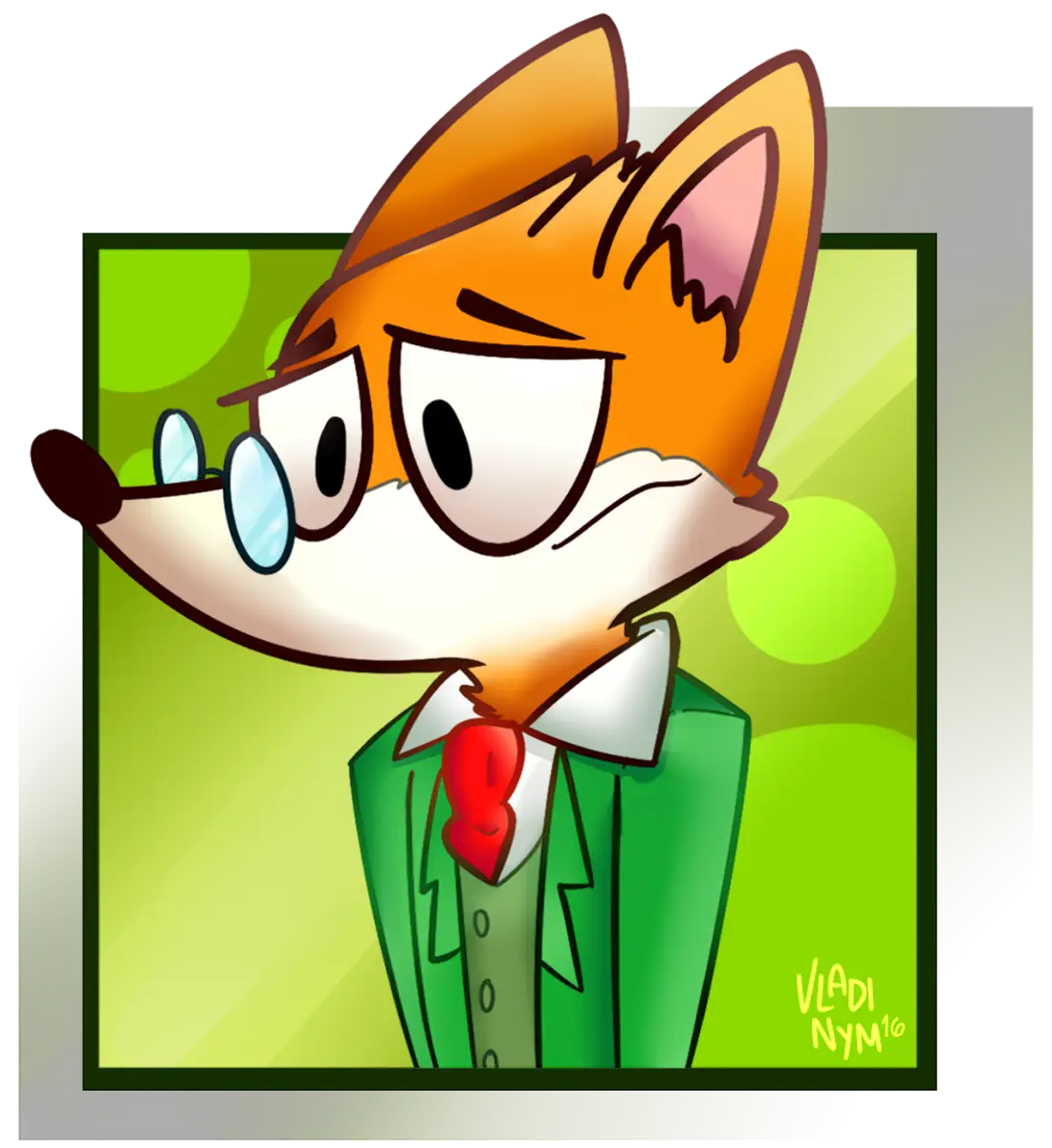 Cartoon Fox Character with Glasses