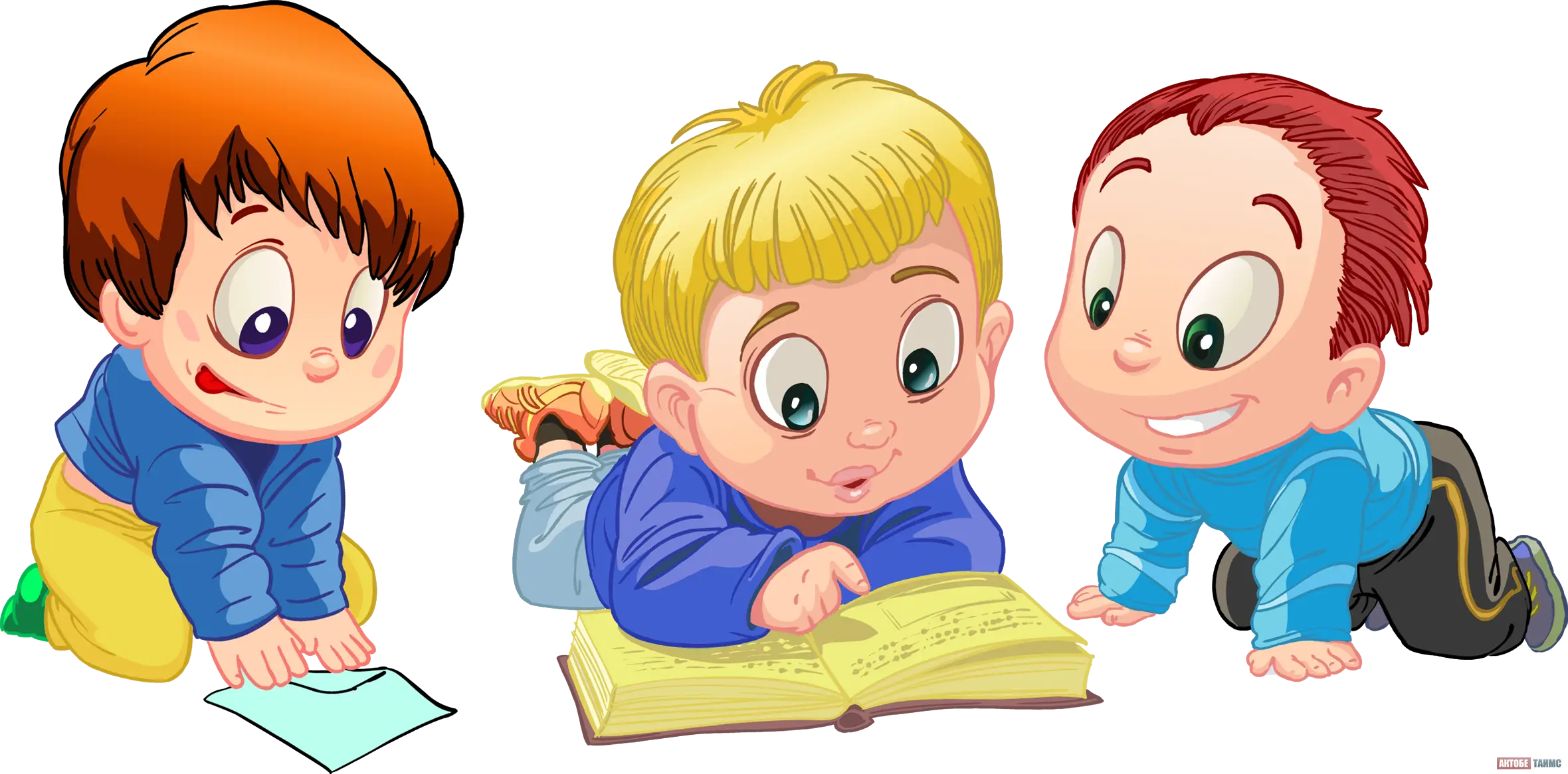 Children Reading a Book Together